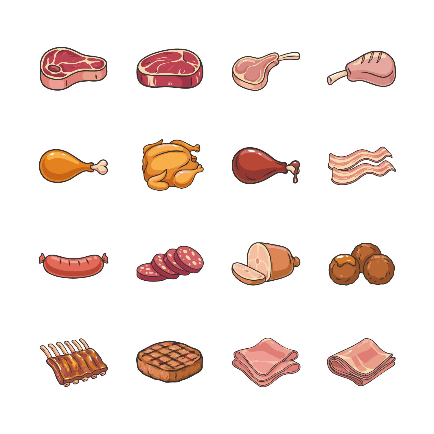 meat-and-poultry-vector-icons-collection