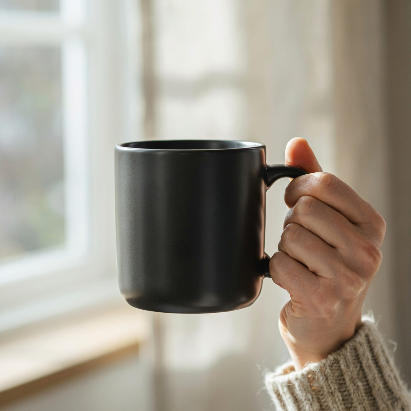 black-ceramic-mug-mockup-in-hand-cozy-sweater-aesthetic-stock-photo