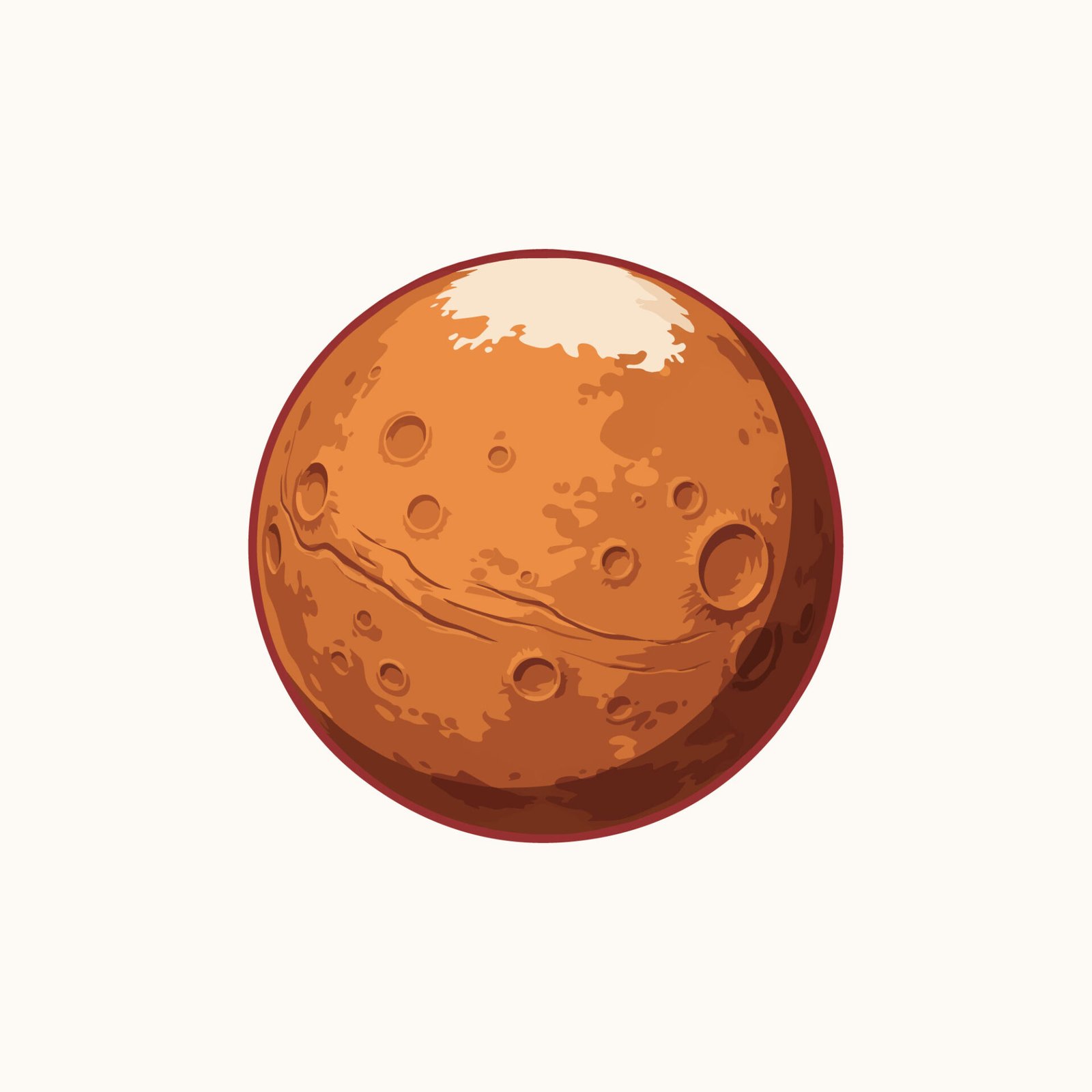 mars-planet-vector-illustration-with-craters-and-polar-cap-isolated-on-white-background