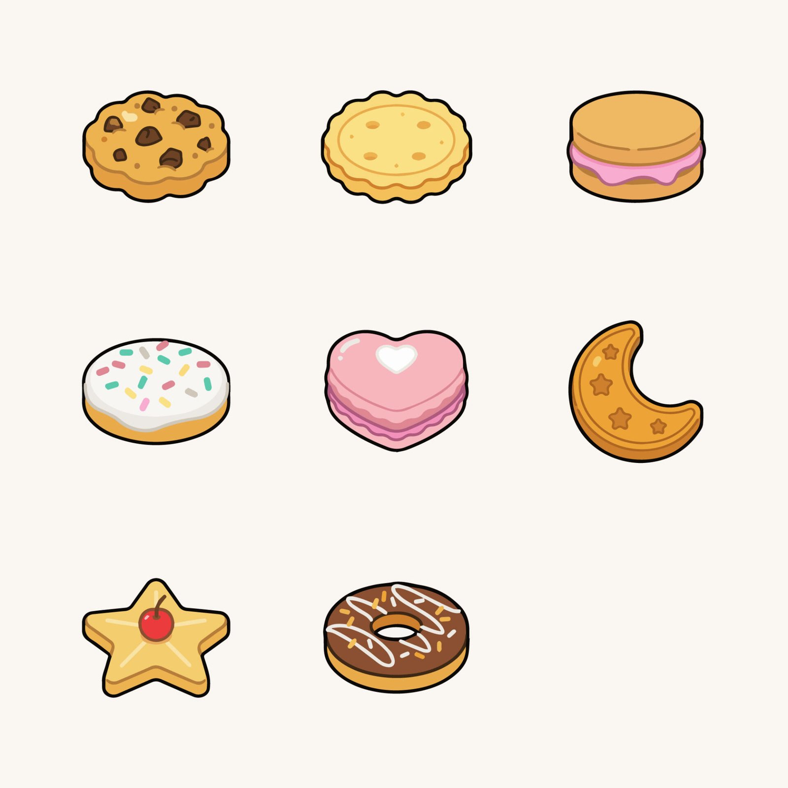 delicious-assorted-cookies-and-pastry-vector-icon-collection
