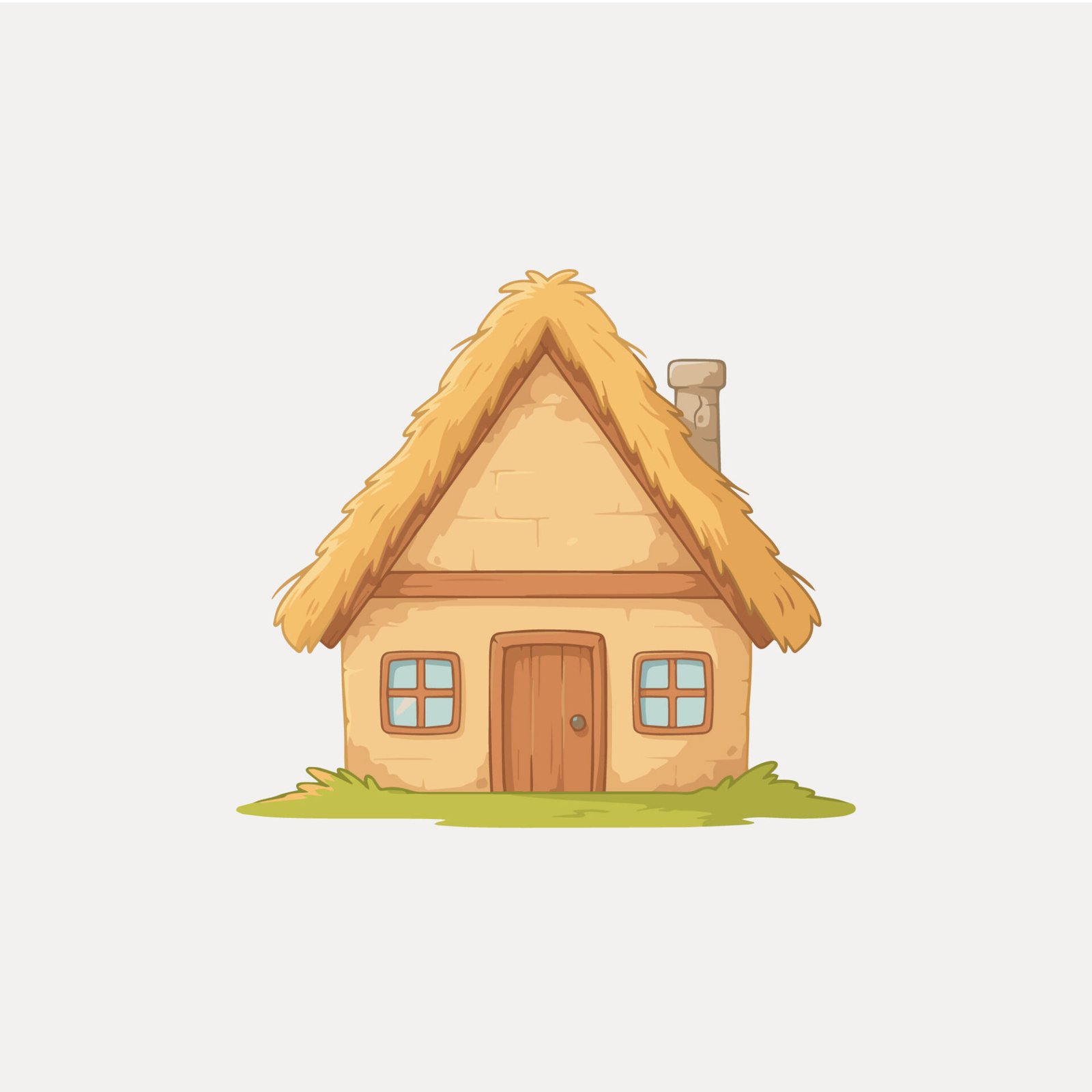 cozy-cottage-with-straw-roof-vector-illustration