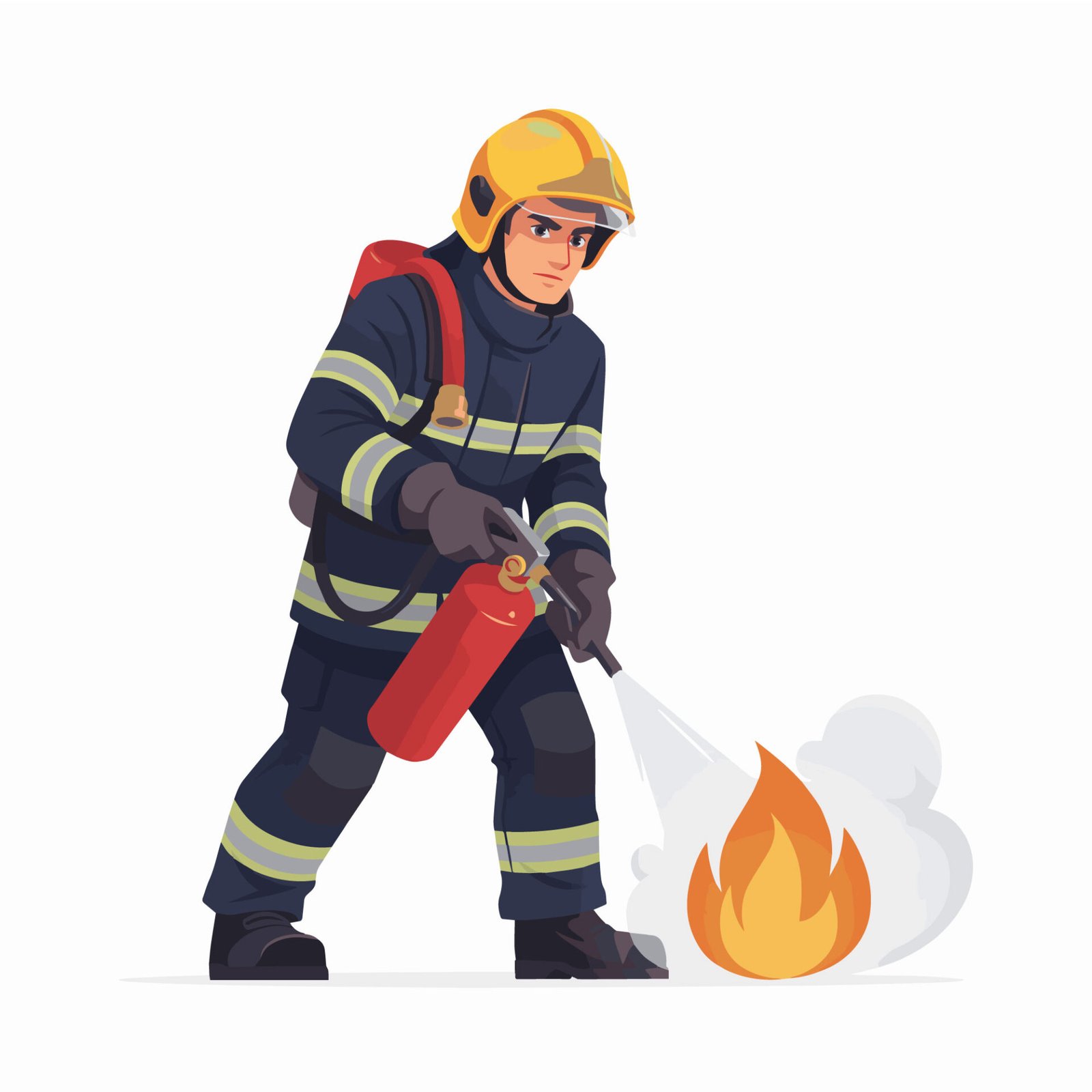 firefighter-extinguishing-fire-vector-illustration