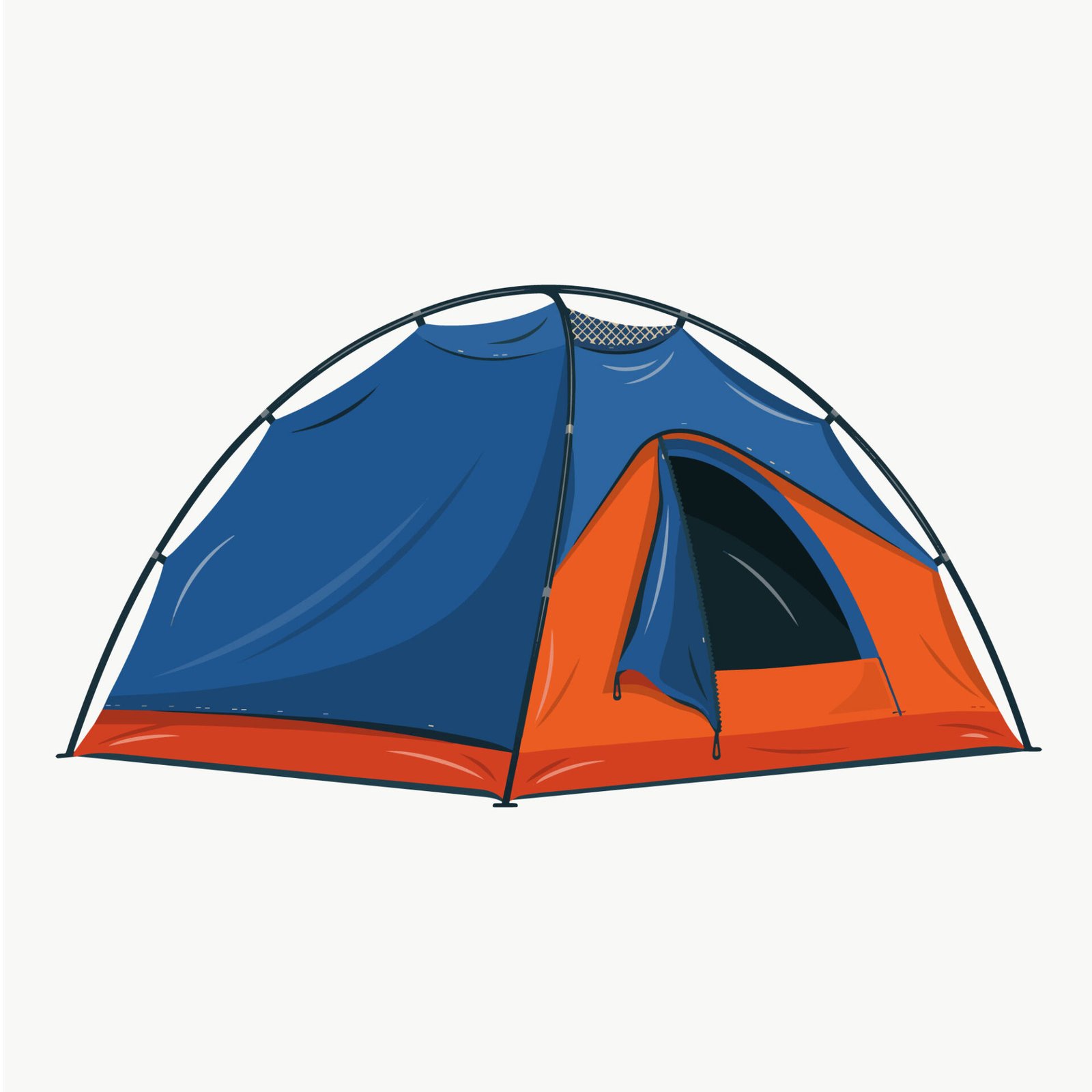 blue-and-orange-camping-dome-tent-vector-illustration
