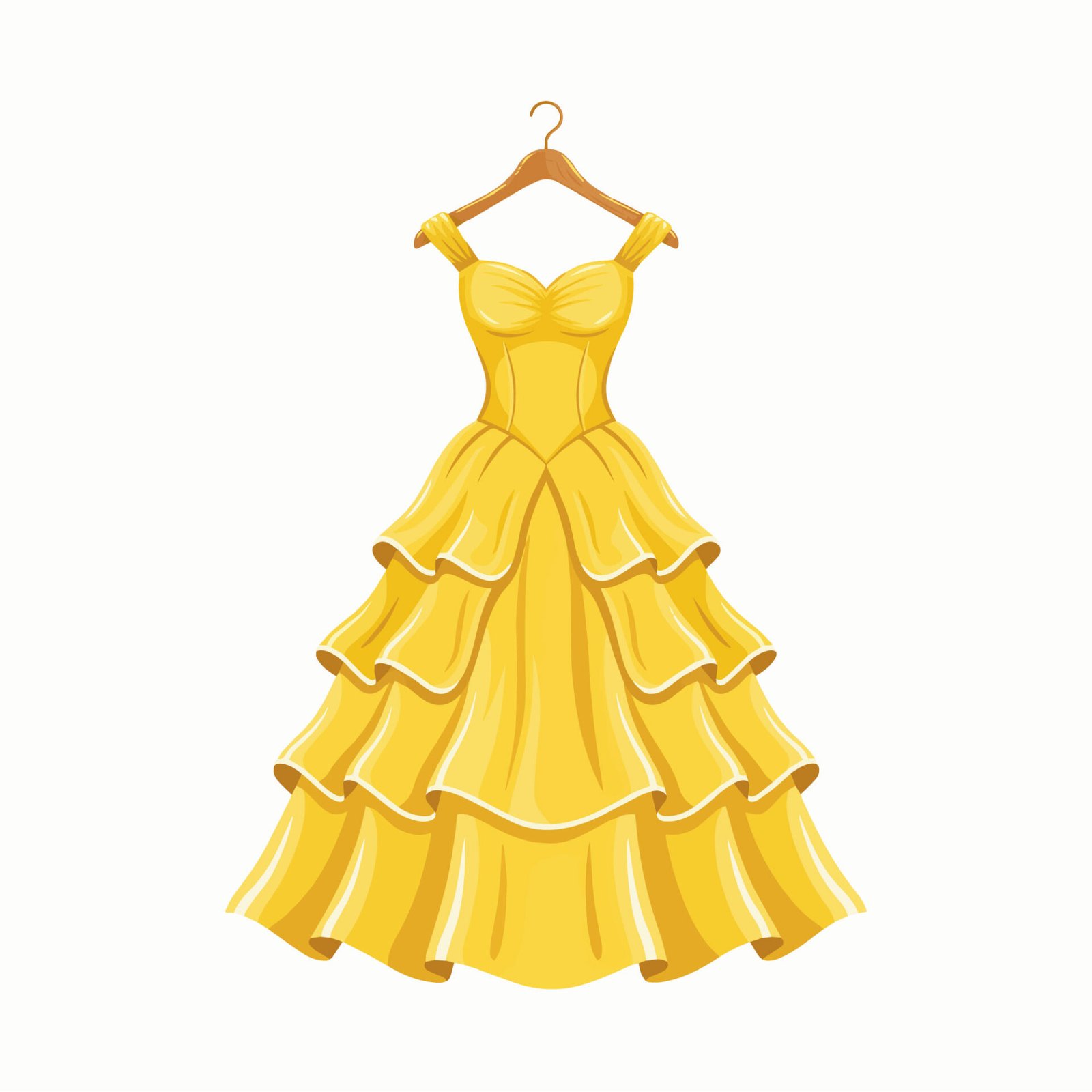 elegant-yellow-ball-gown-vector-illustration