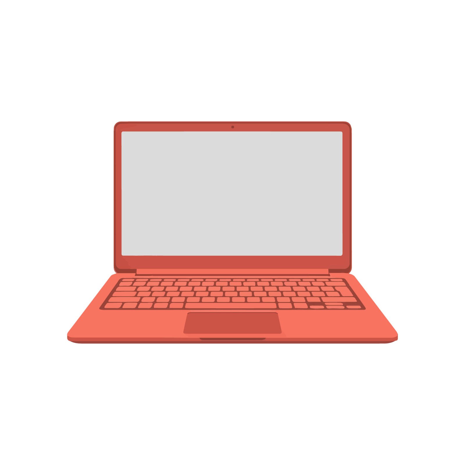 coral-red-open-laptop-flat-vector-illustration