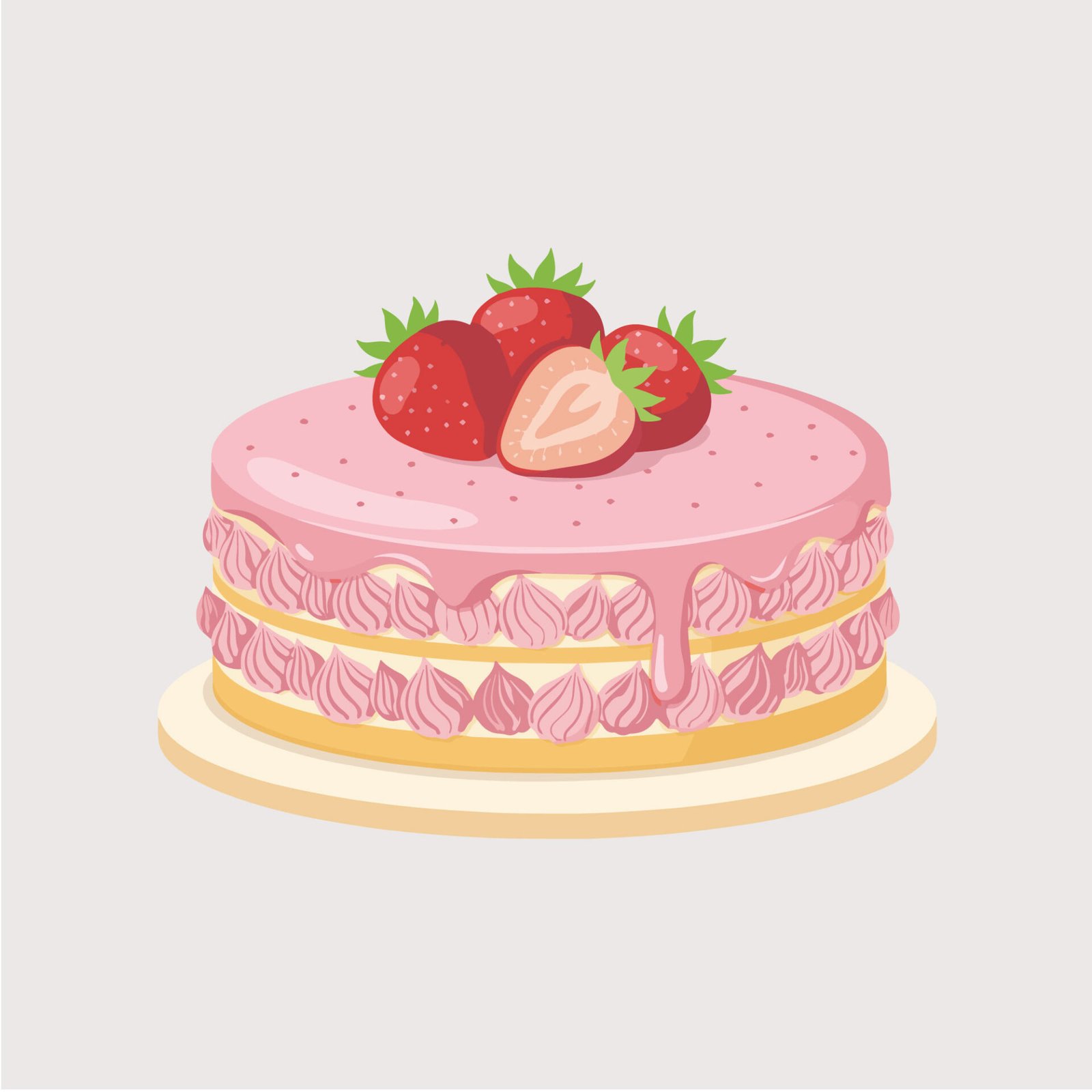 strawberry-cream-layer-cake-vector-illustration