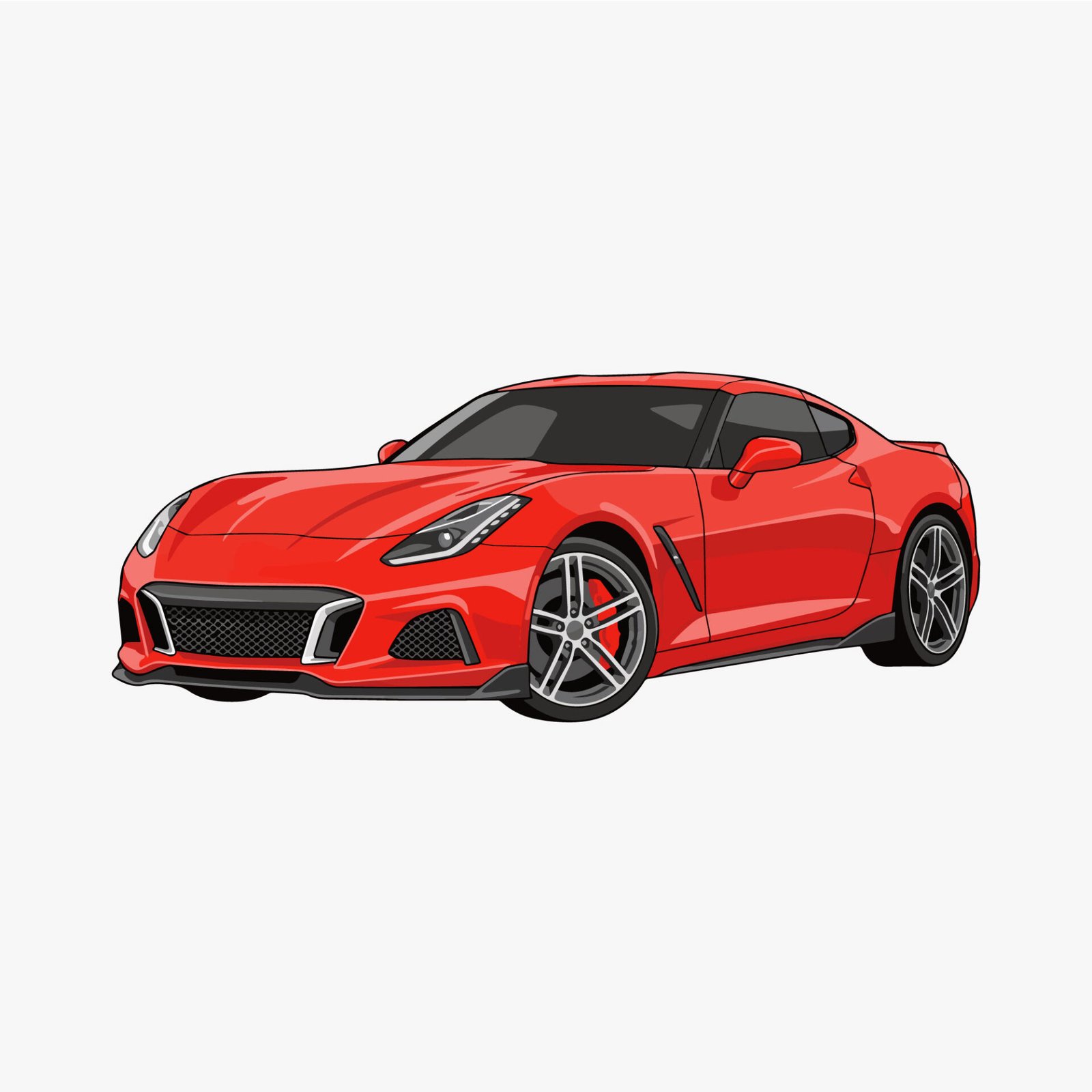 red-modern-sports-car-vector-art