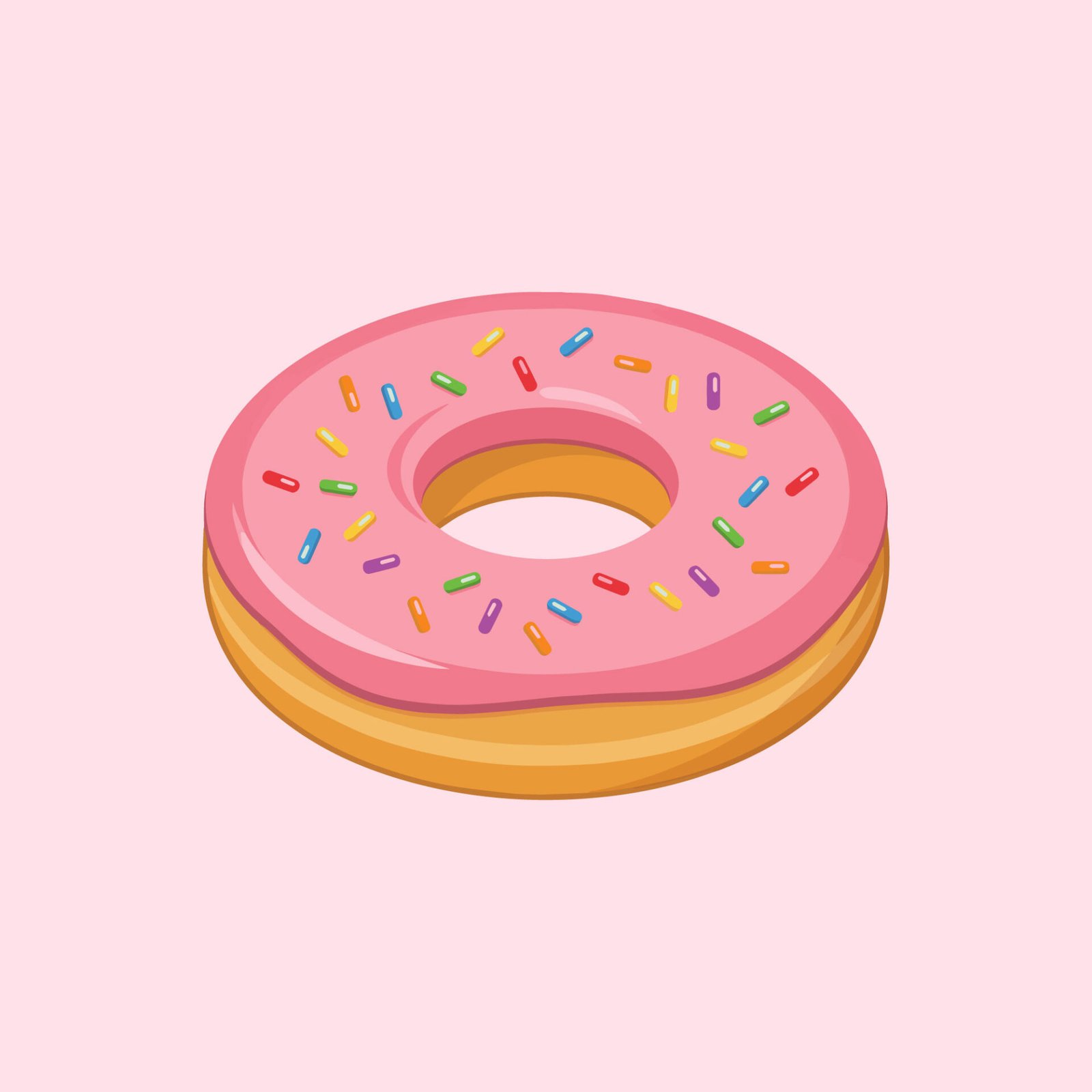 cute-cartoon-pink-donut-with-sprinkles-vector-illustration