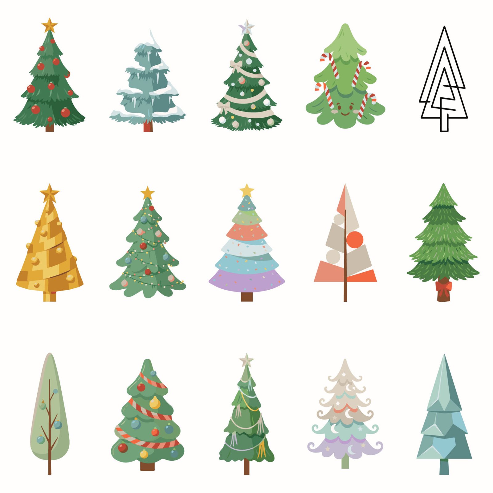 christmas-tree-vector-illustration-set