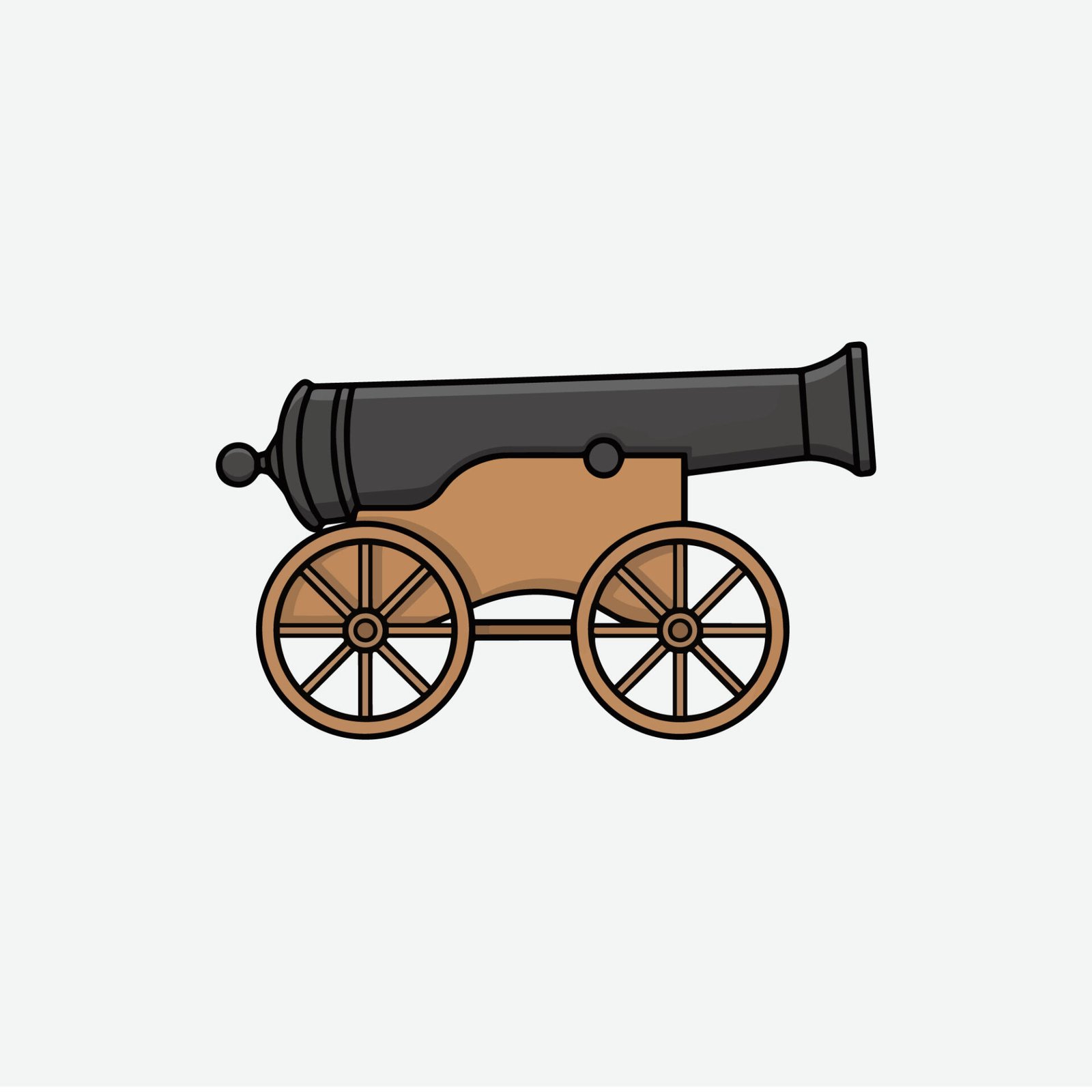 vintage-cannon-on-wooden-carriage-vector-illustration