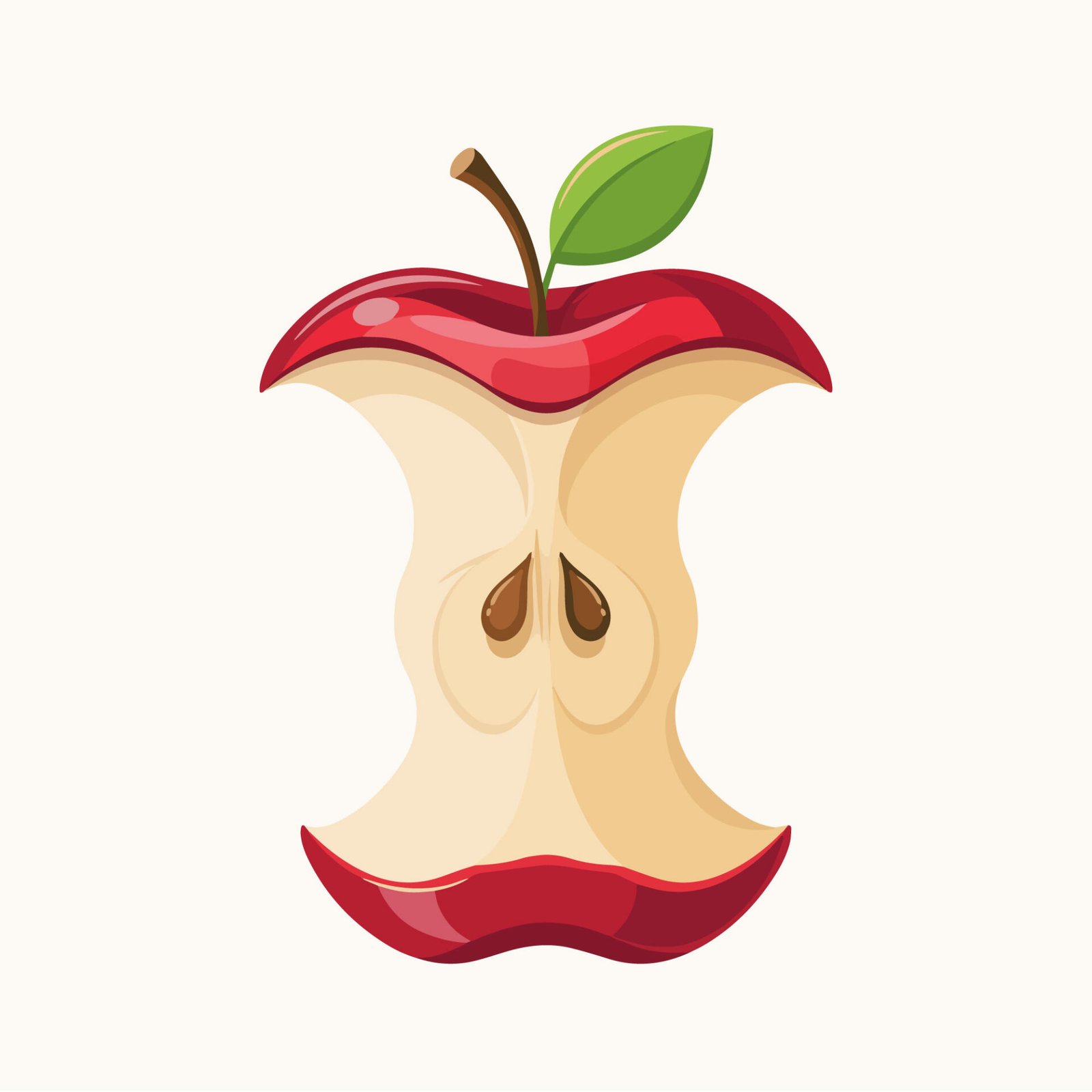 eaten-red-apple-core-vector-illustration-with-stem-and-green-leaf