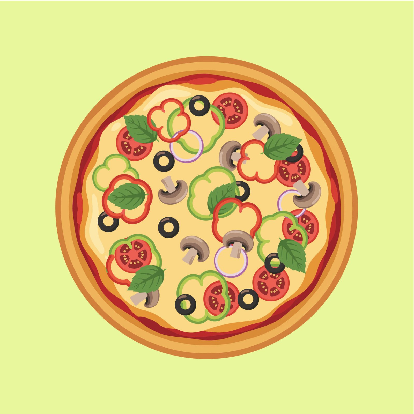vegetarian-veggie-pizza-top-view-vector-illustration-with-mushrooms-and-tomatoes