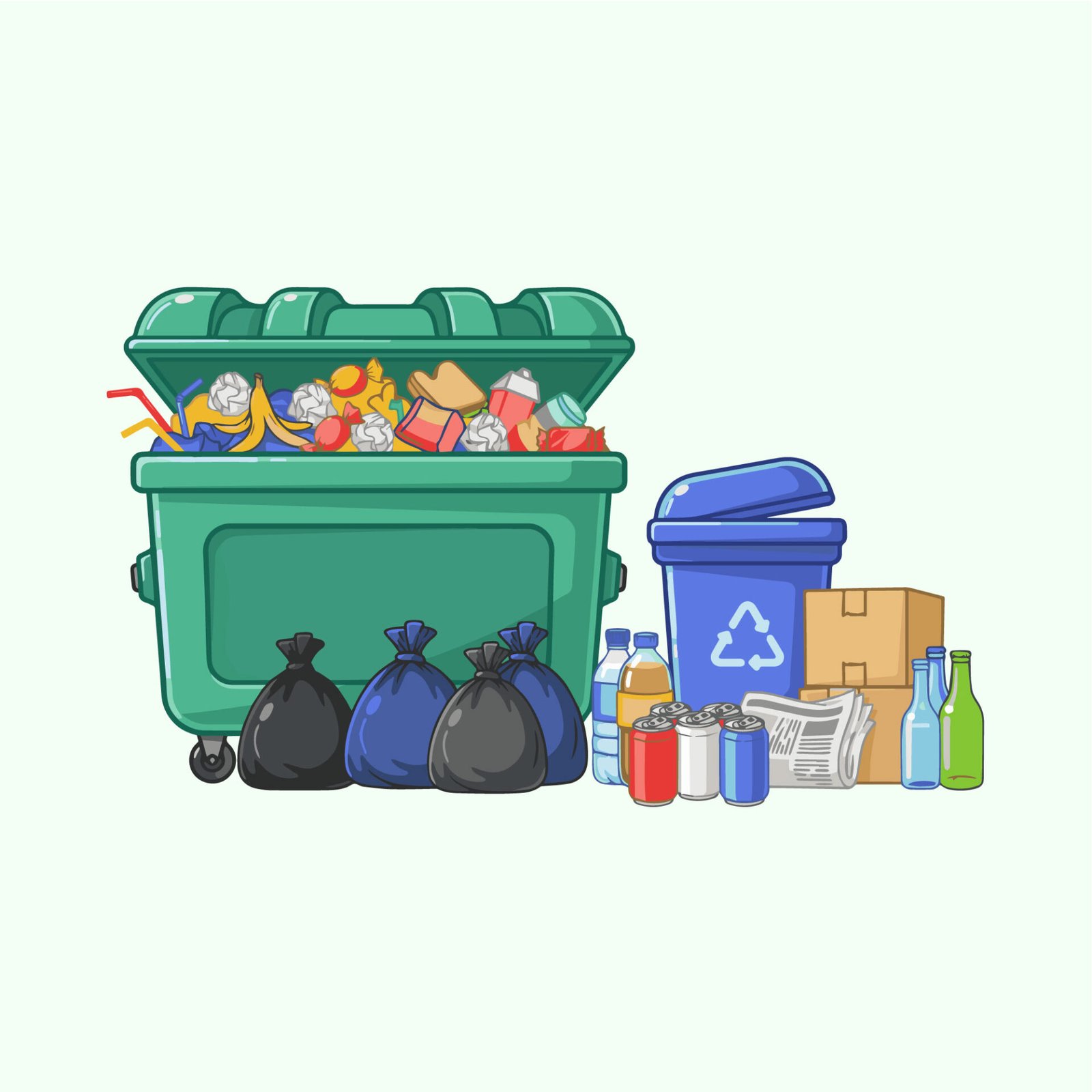 waste-management-and-recycling-bins-vector-illustration
