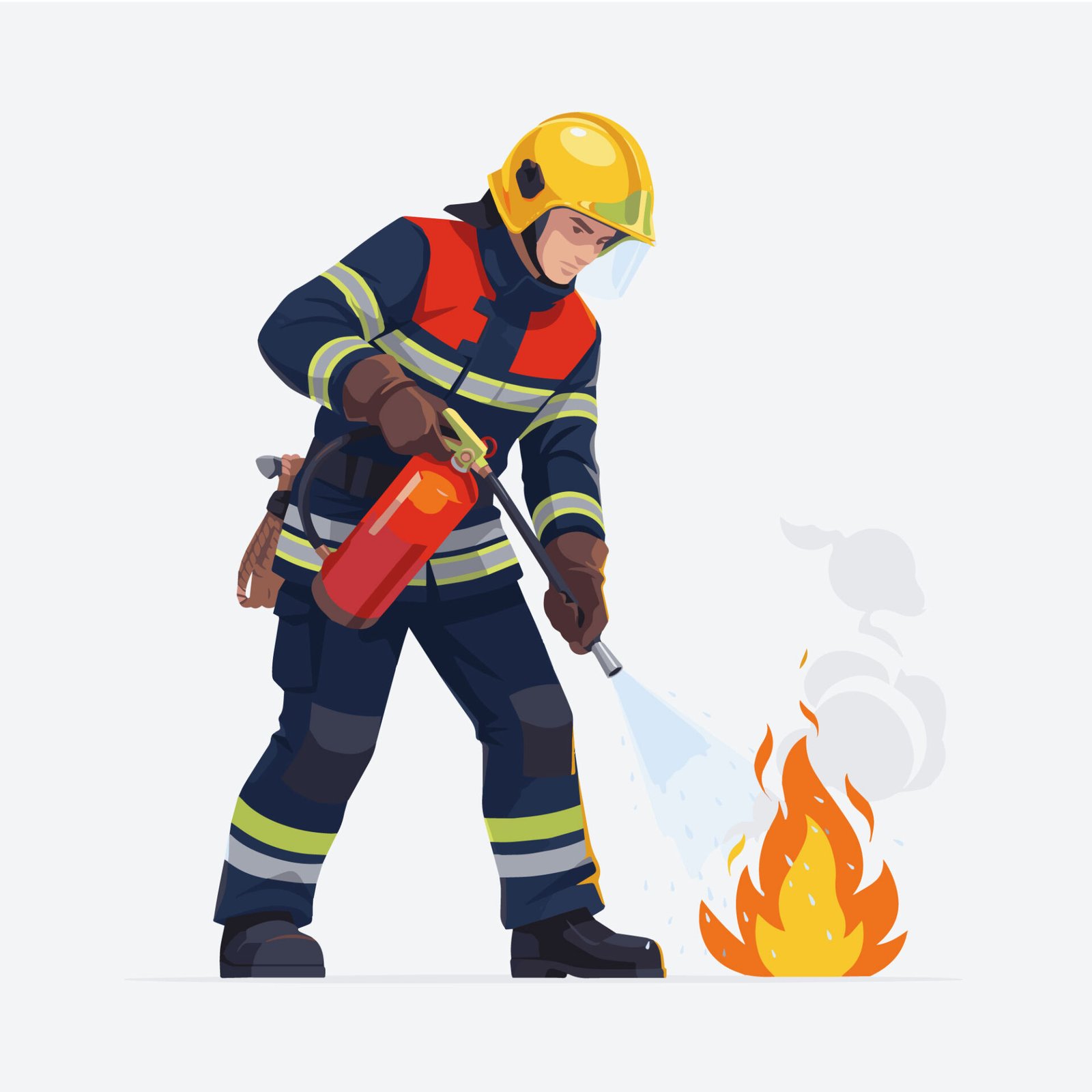 firefighter-putting-out-fire-vector-illustration