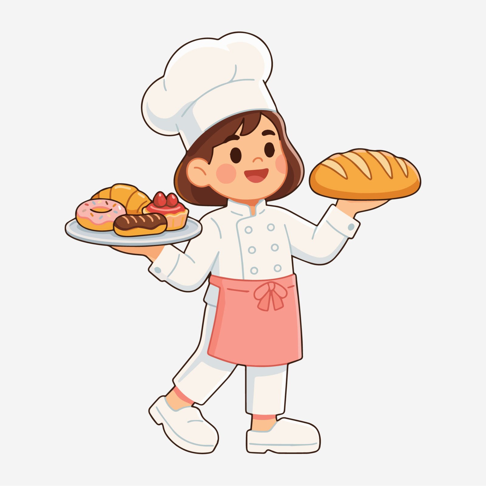cute-female-baker-holding-bread-and-pastries-vector