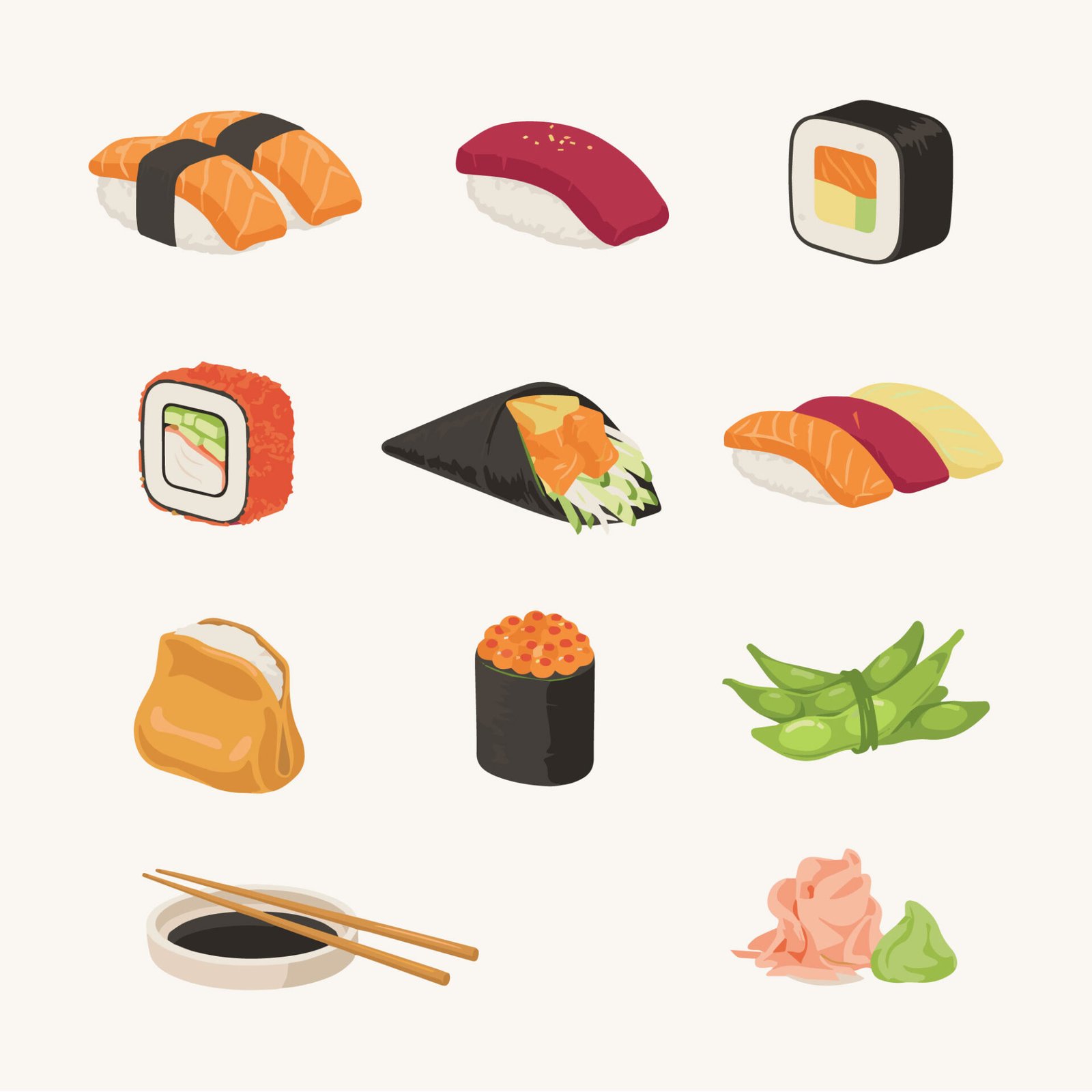 japanese-sushi-set-with-chopsticks-vector-illustration