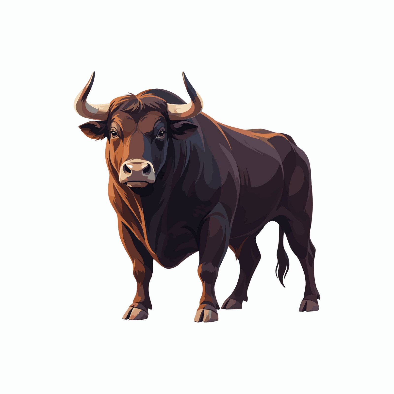 powerful-black-and-brown-bull-isolated-vector
