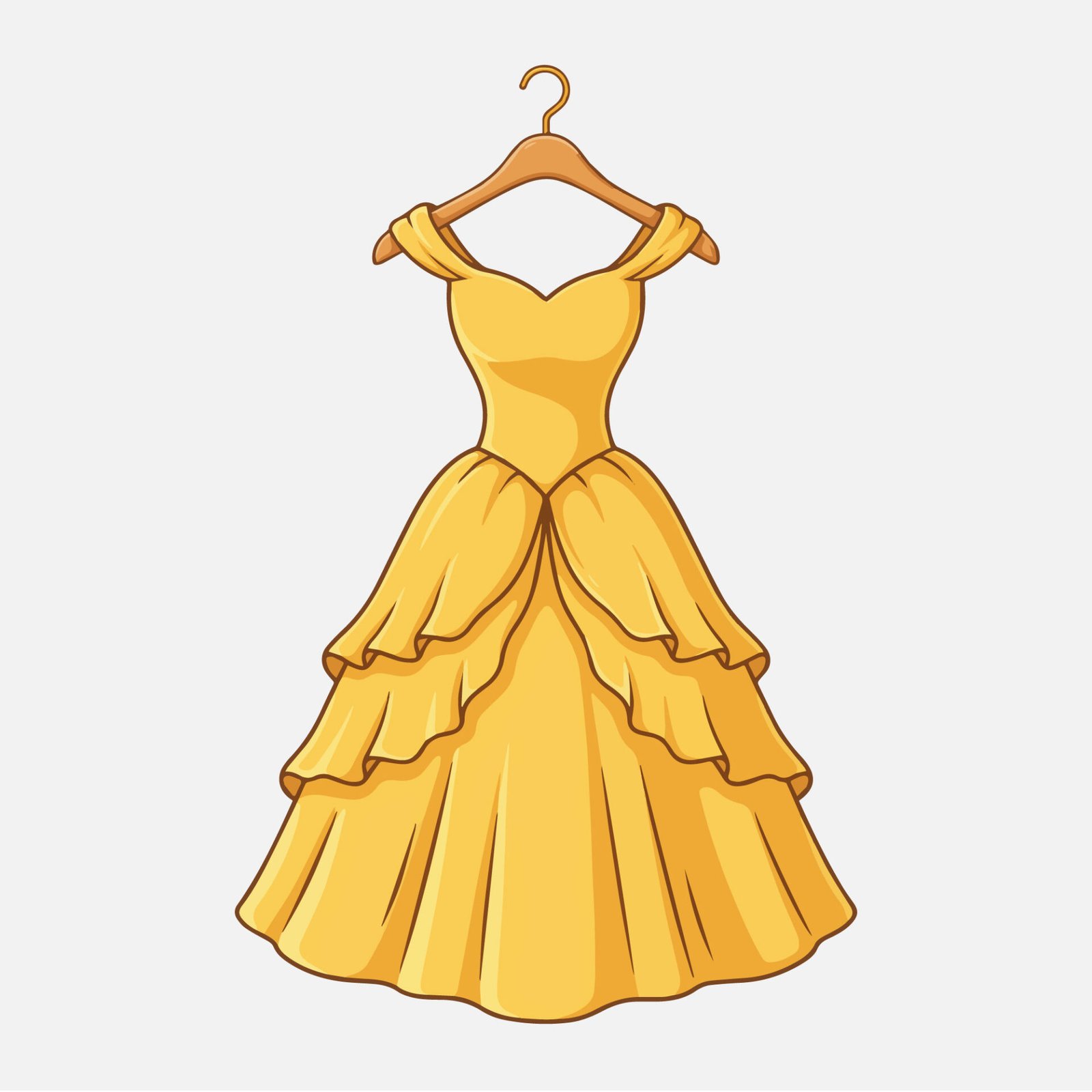 golden-princess-ball-gown-vector-illustration