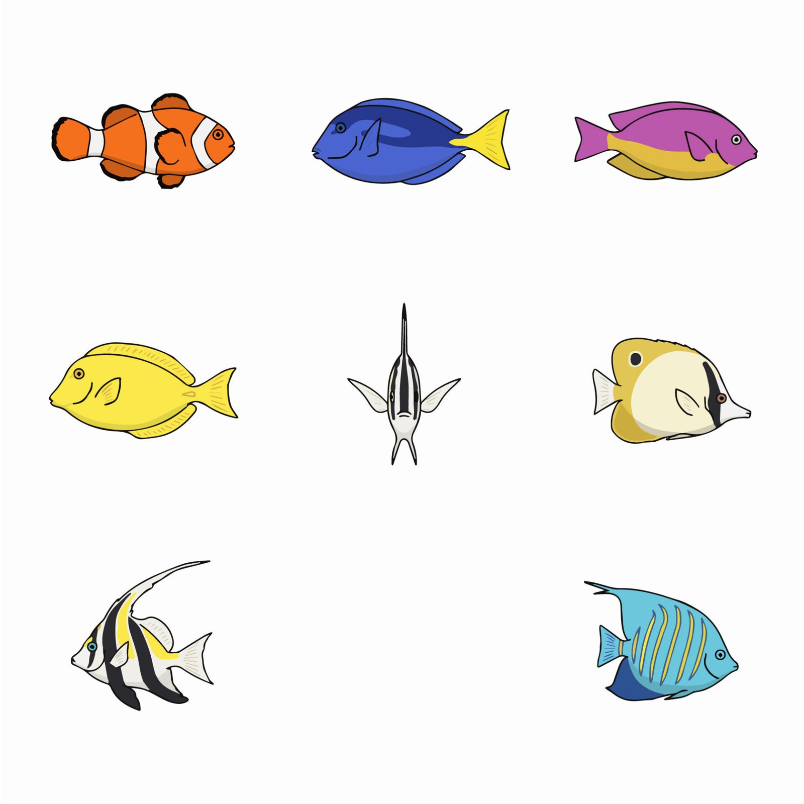 colorful-coral-reef-fish-set-cartoon-marine-life-vector-illustration