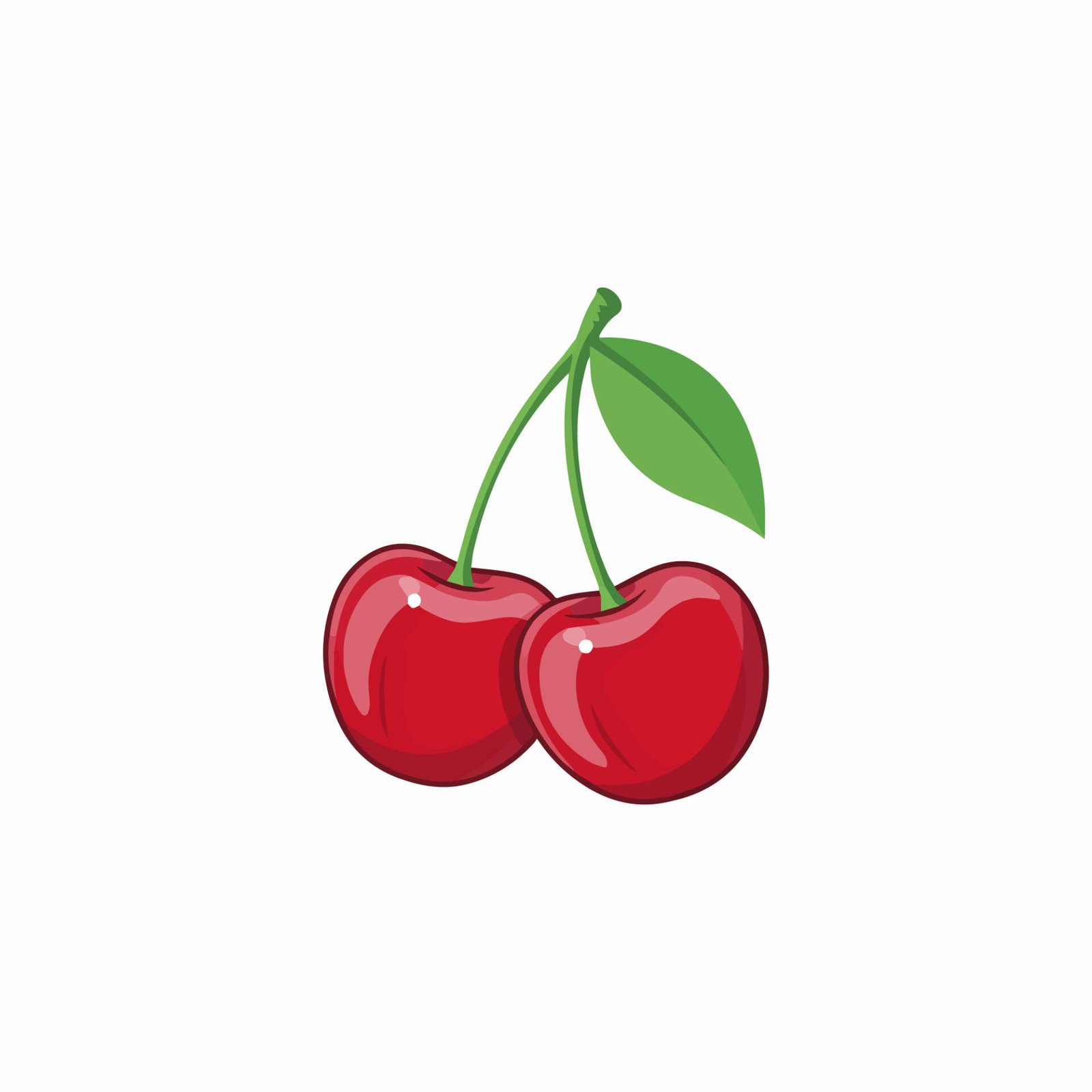 two-fresh-red-cherries-with-green-leaf-vector-illustration-isolated