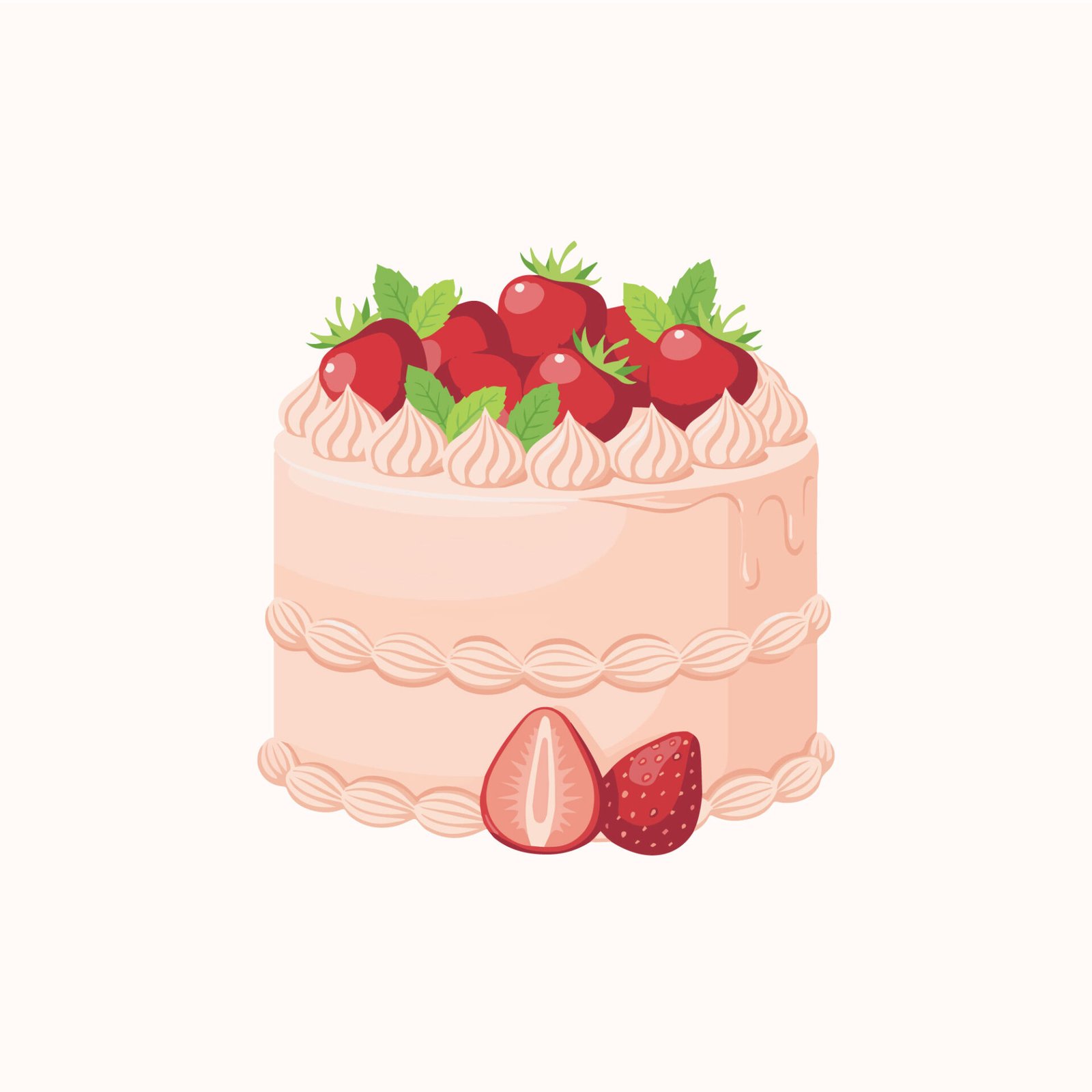 creamy-strawberry-layer-cake-vector-illustration