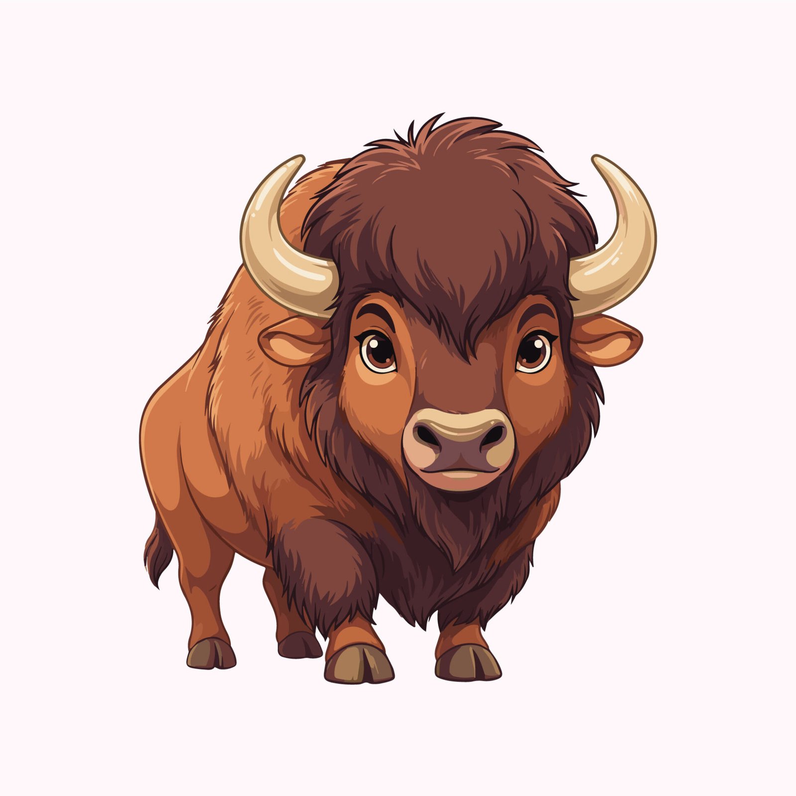 free-vector-cute-bison-front-view-cartoon-illustration