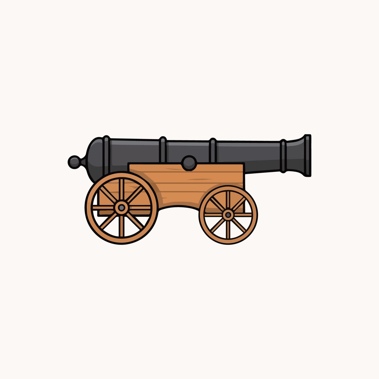 vintage-cannon-on-wooden-carriage-vector-illustration