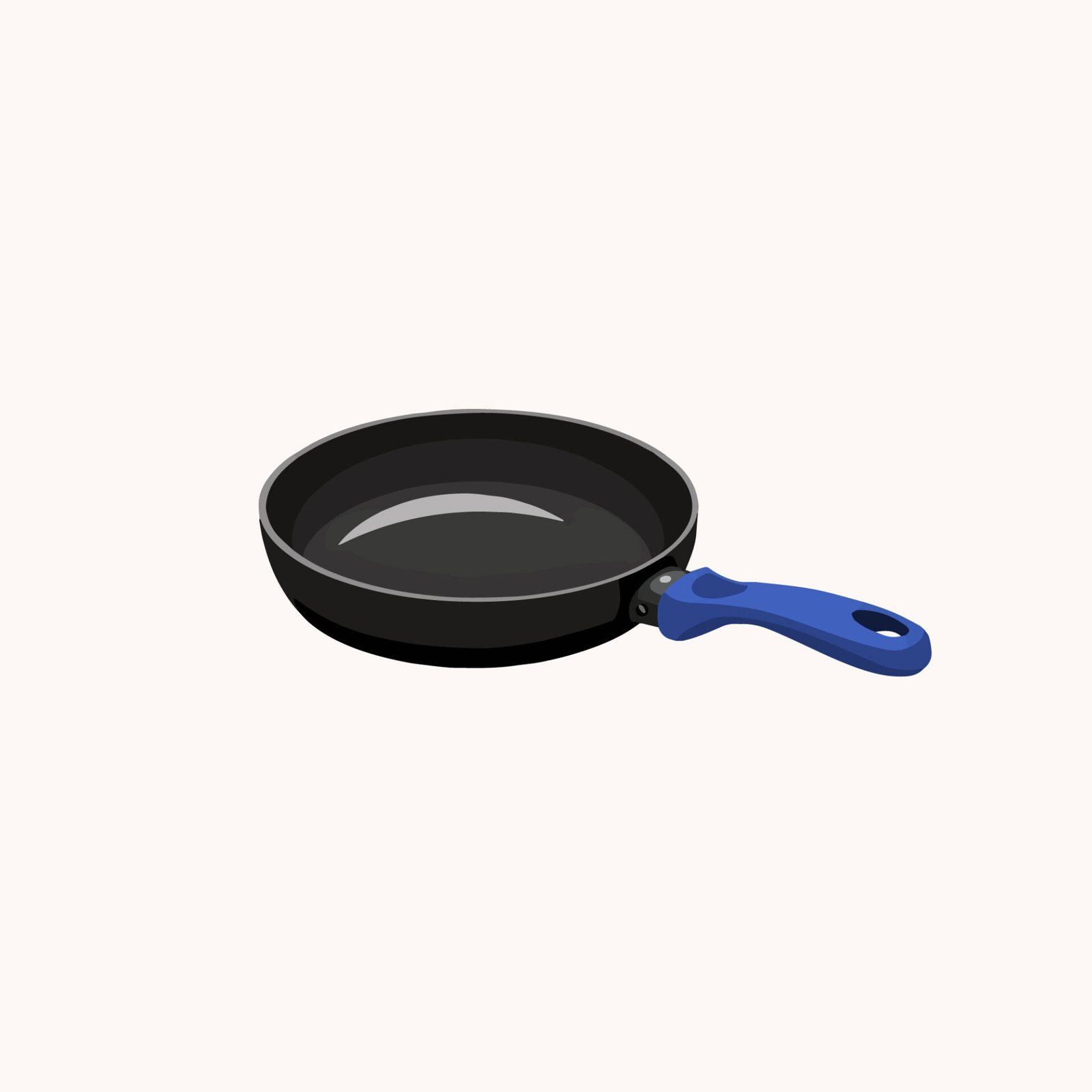 black-non-stick-skillet-pan-with-blue-handle-vector-illustration