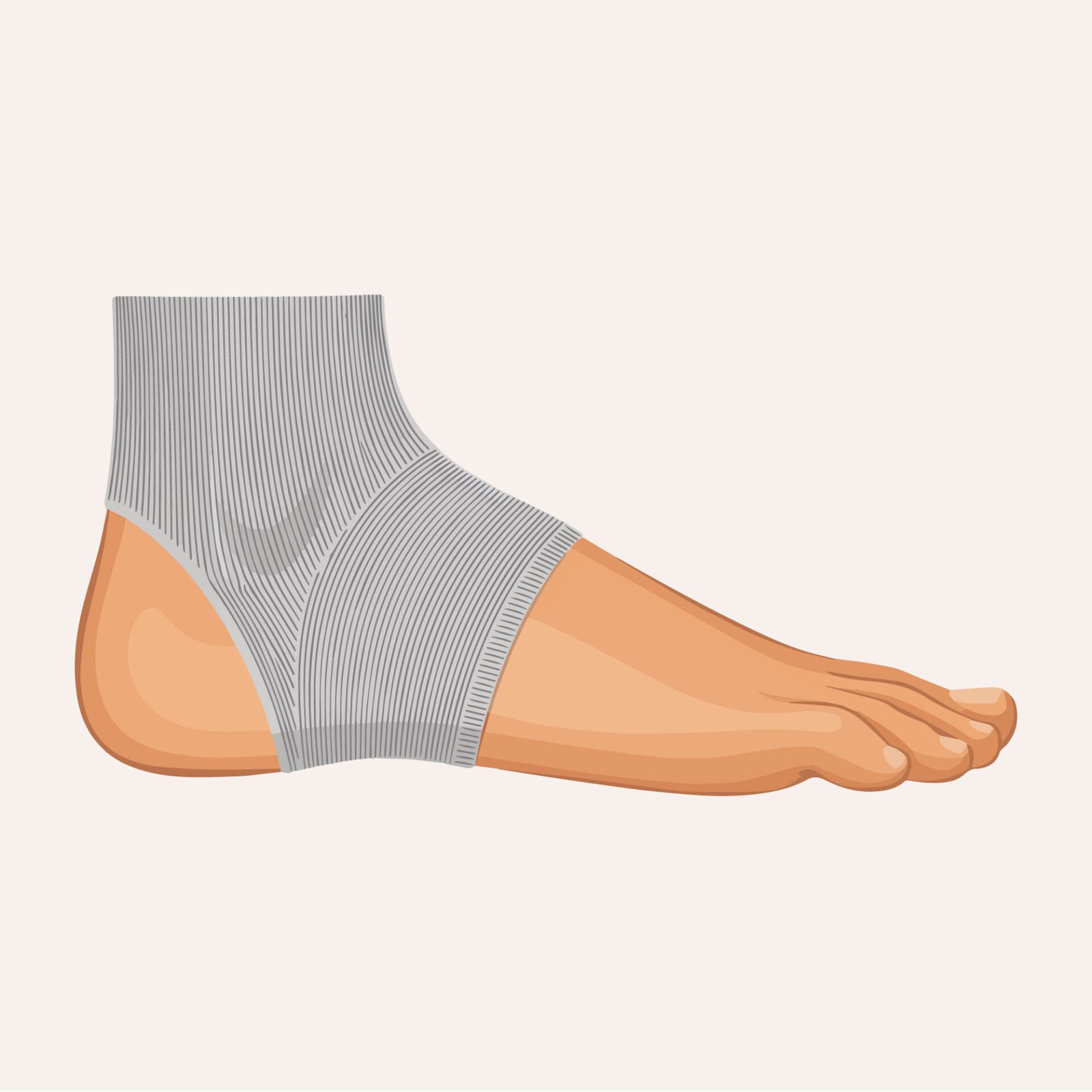 elastic-ankle-compression-wrap-brace-on-human-foot-vector