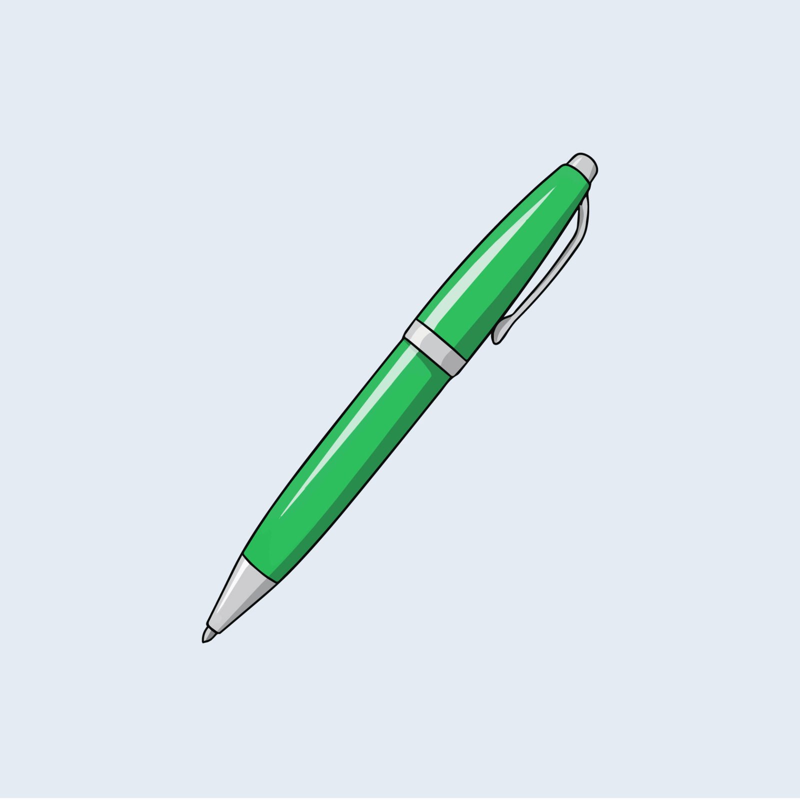 green-and-silver-ballpoint-pen-vector-illustration
