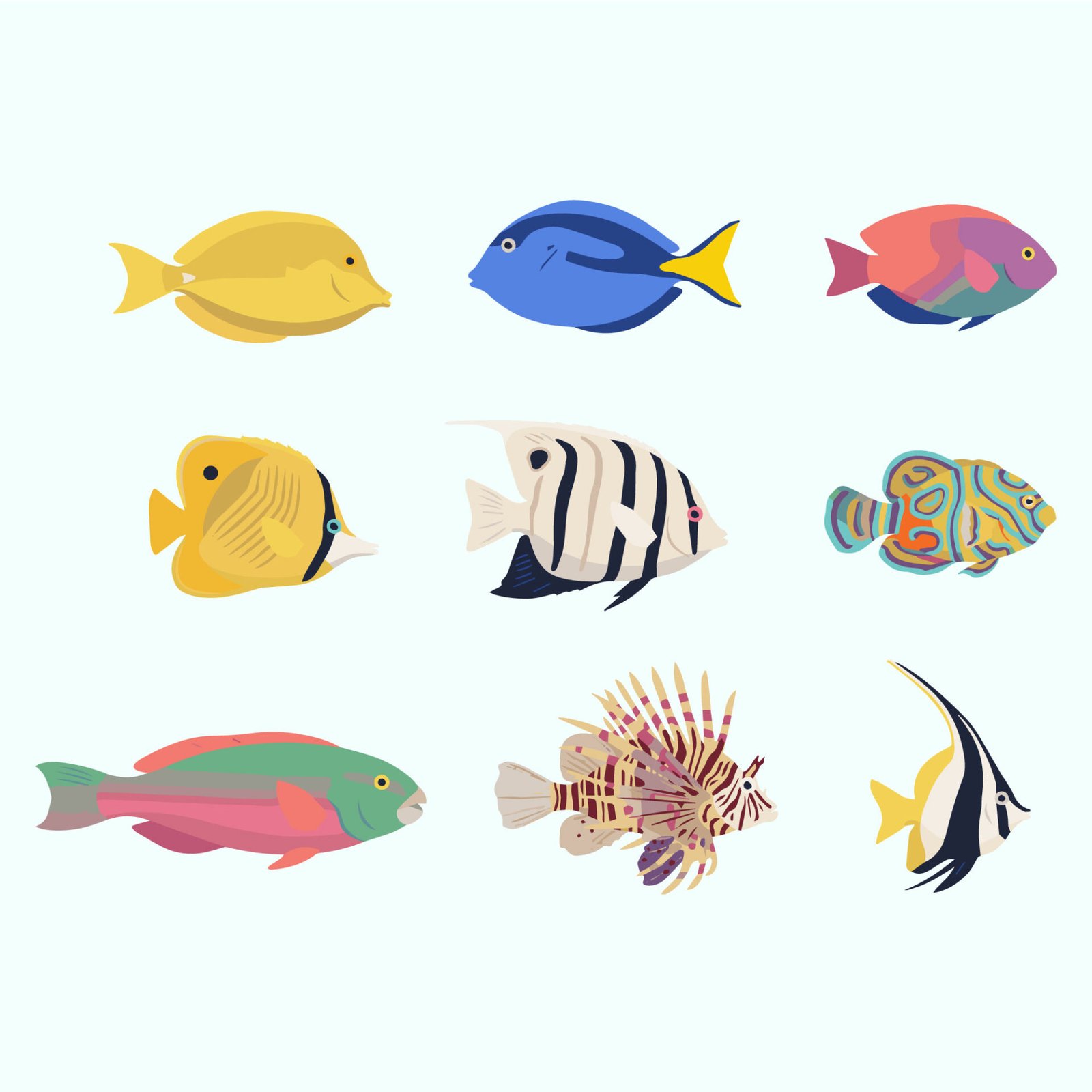 flat-design-tropical-fish-collection-colorful-marine-life-vector-set