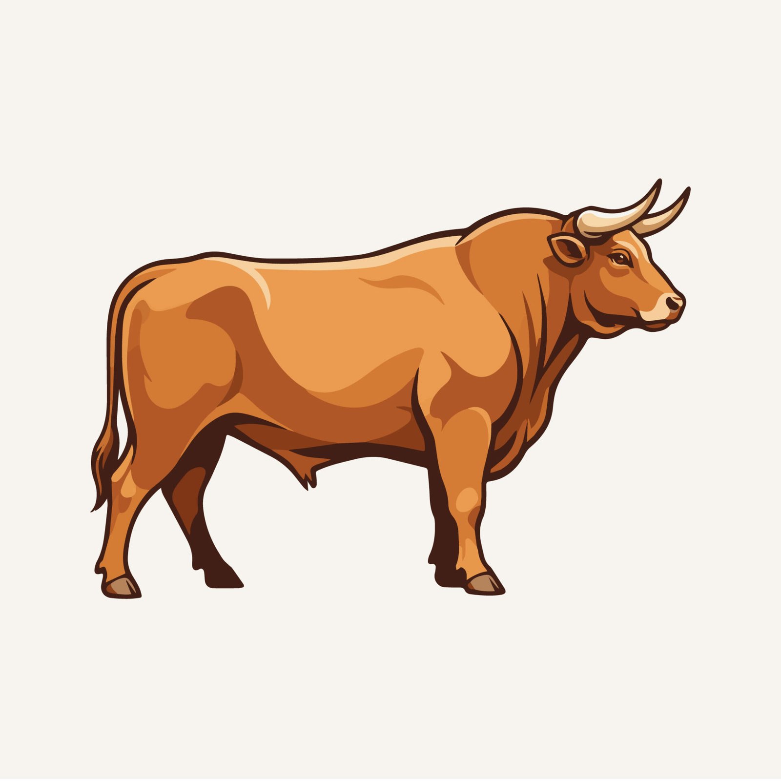 brown-bull-side-view-vector-illustration