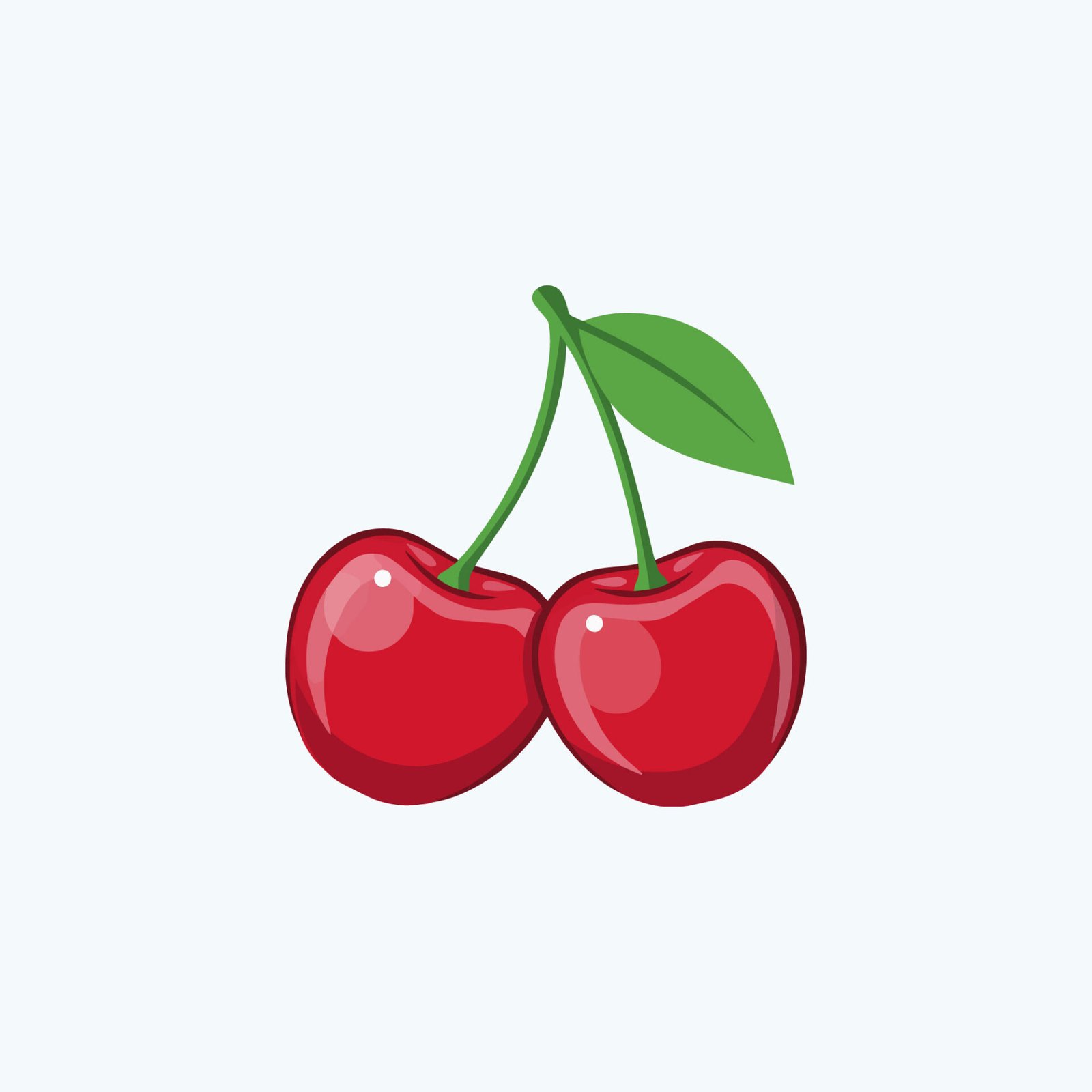 pair-of-fresh-red-cherries-with-green-leaf-vector-illustration-isolated