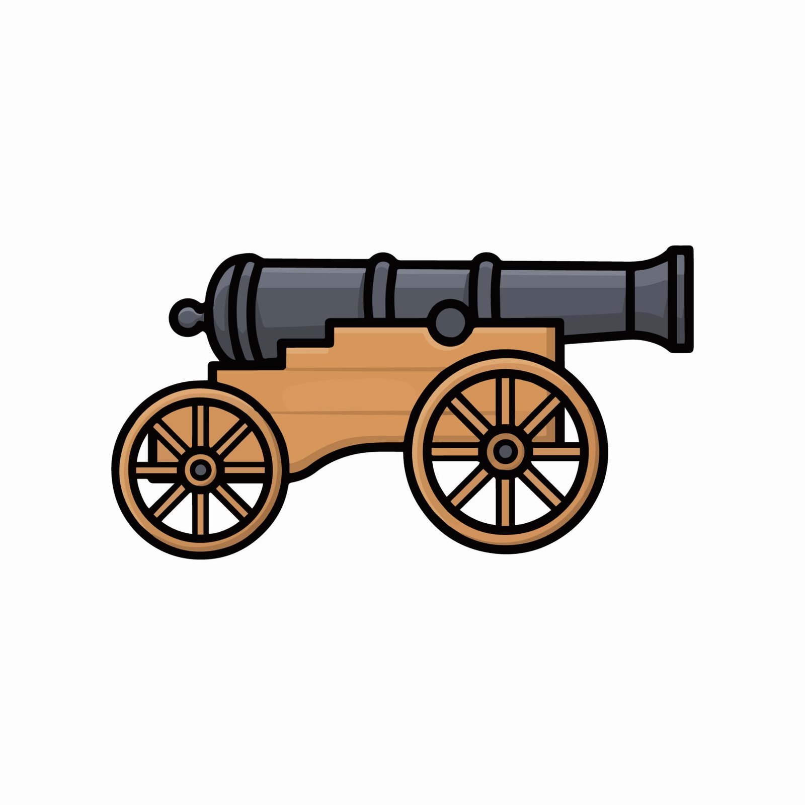 vintage-cannon-on-wooden-carriage-vector-illustration