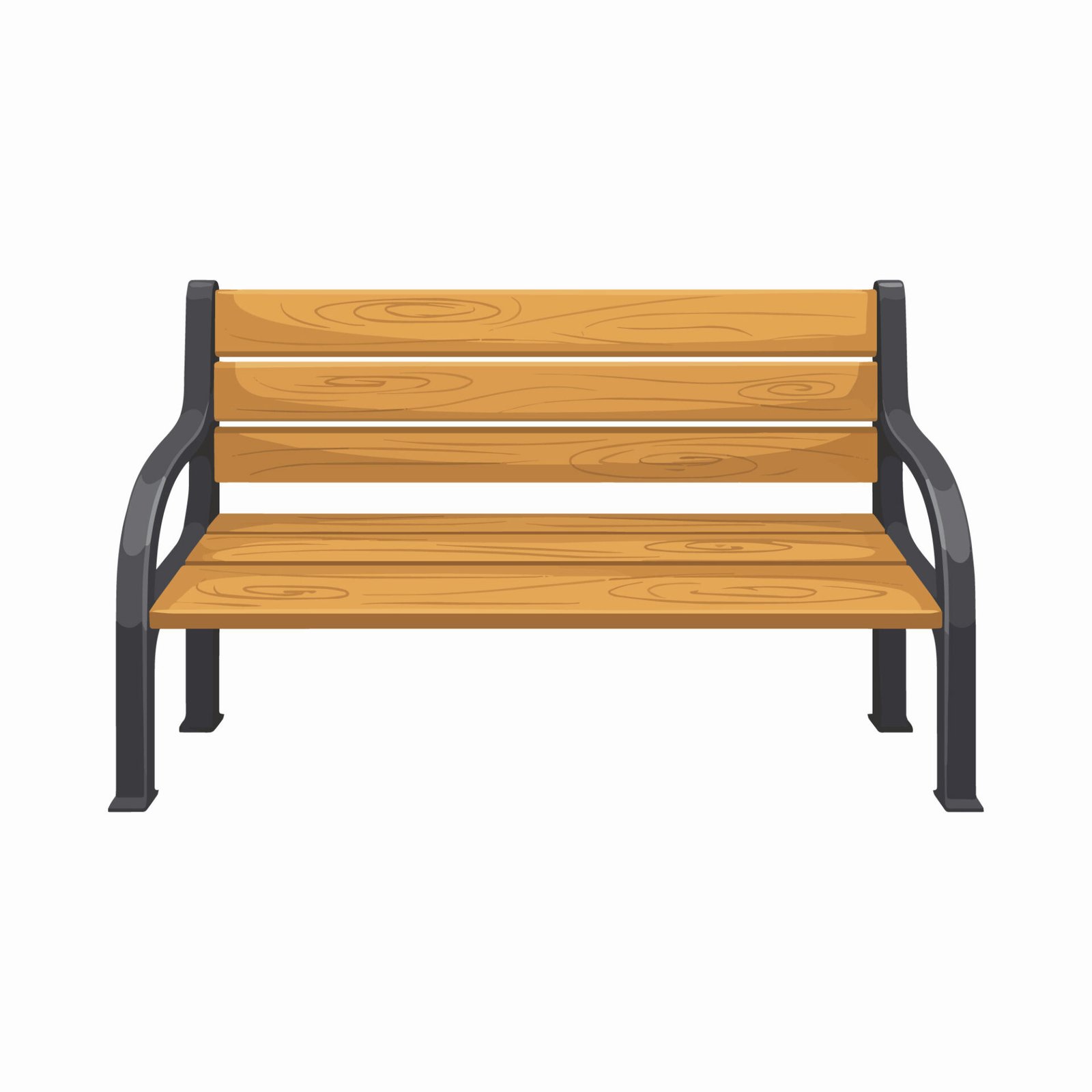 urban-street-furniture-wooden-slats-park-bench-vector