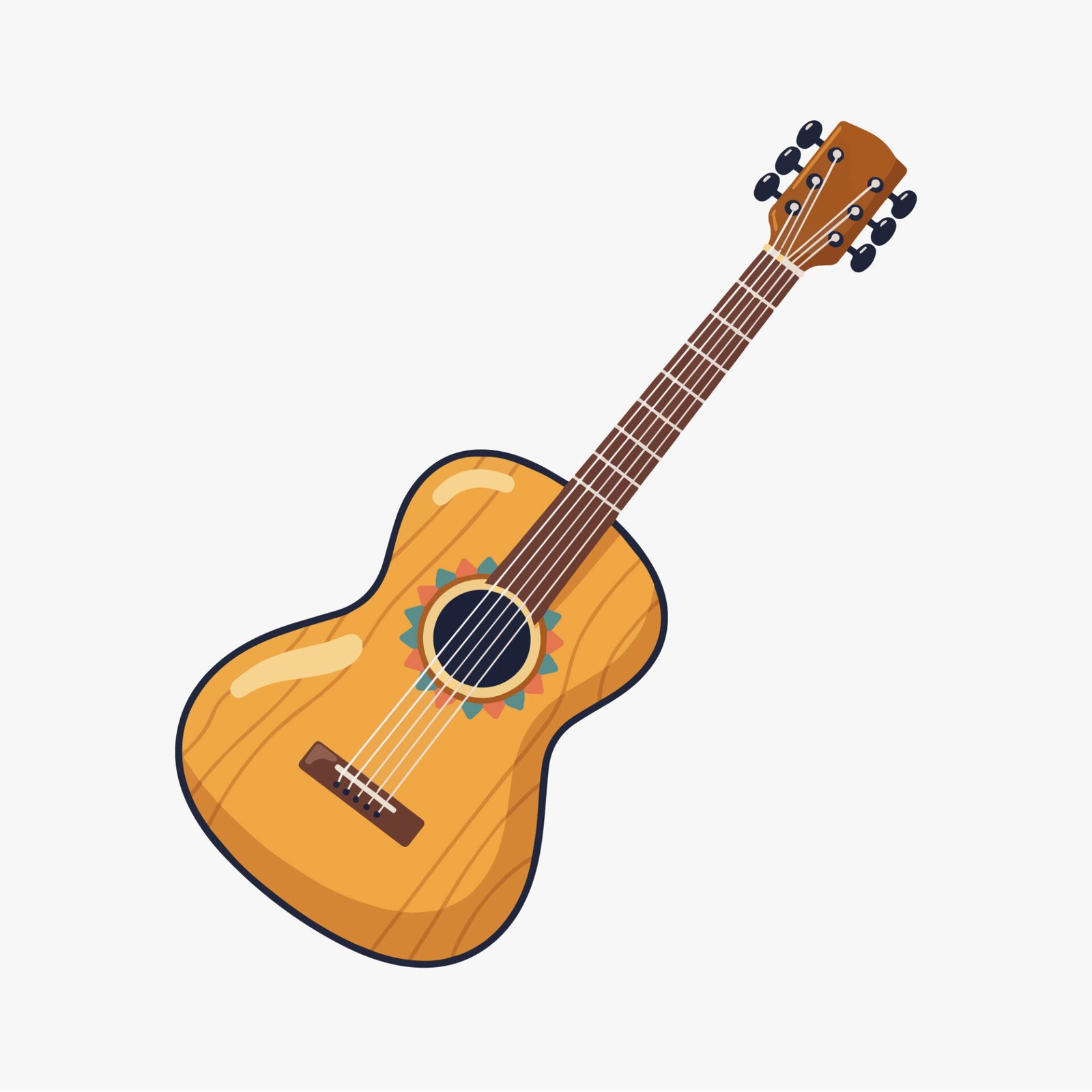 traditional-wooden-acoustic-guitar-with-ornamental-rosette-vector-art