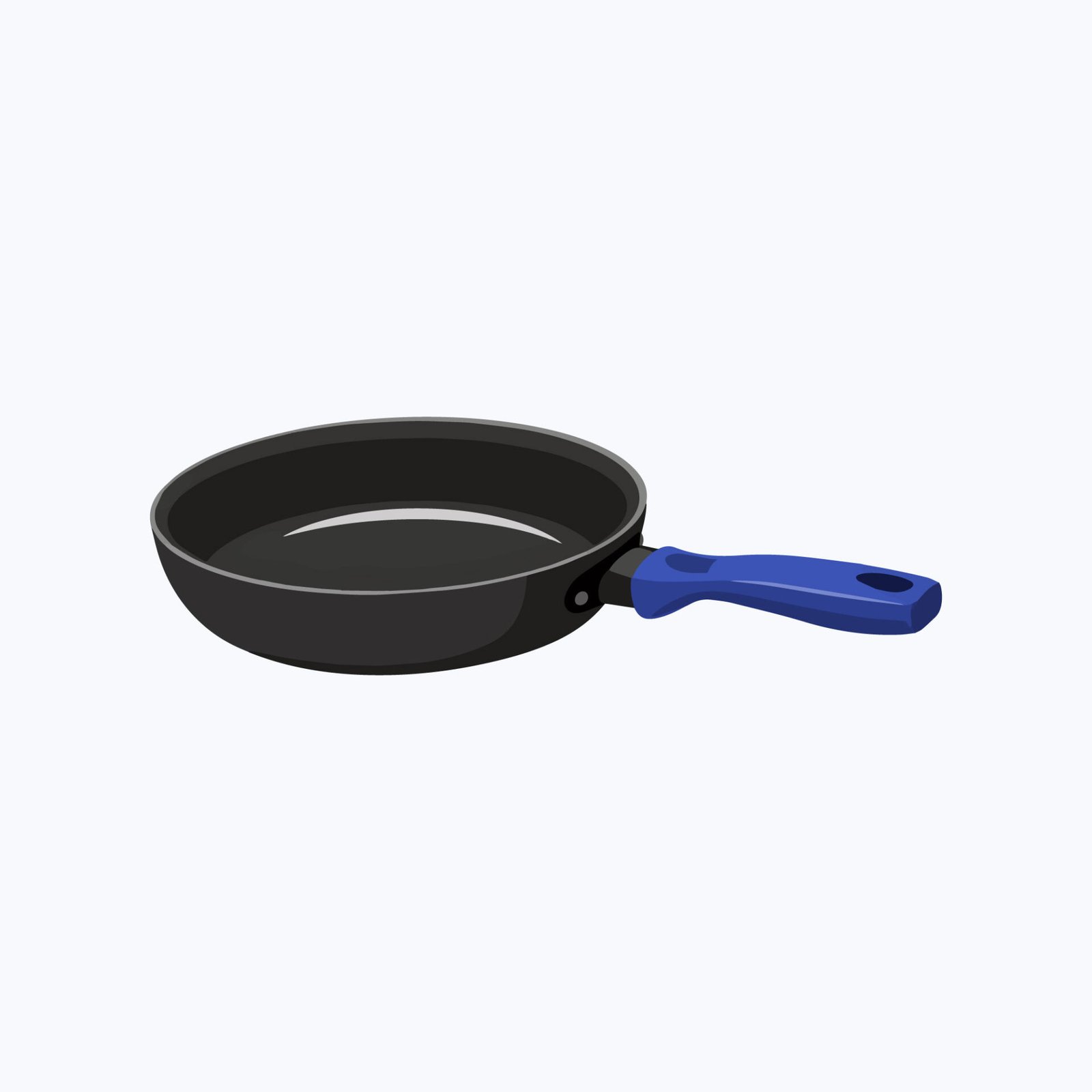dark-nonstick-frying-skillet-pan-with-blue-grip-handle-vector