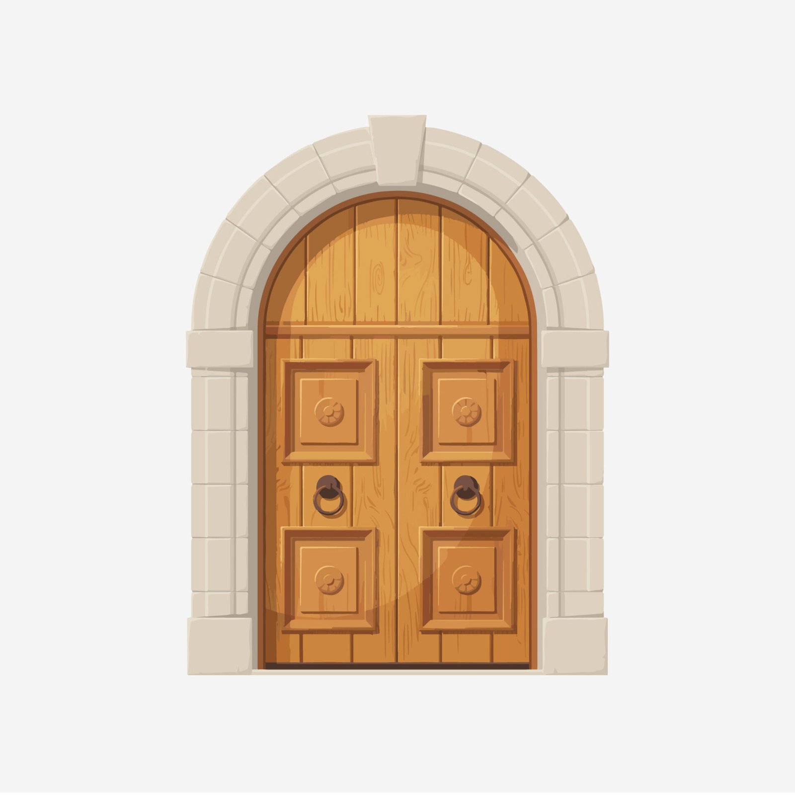 classic-paneled-arched-wooden-door-vector-illustration