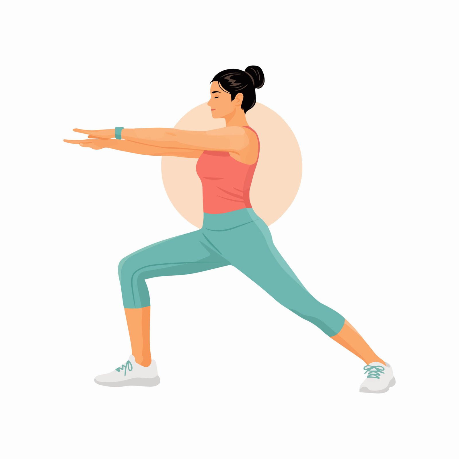 woman-doing-lunge-stretch-yoga-vector-illustration