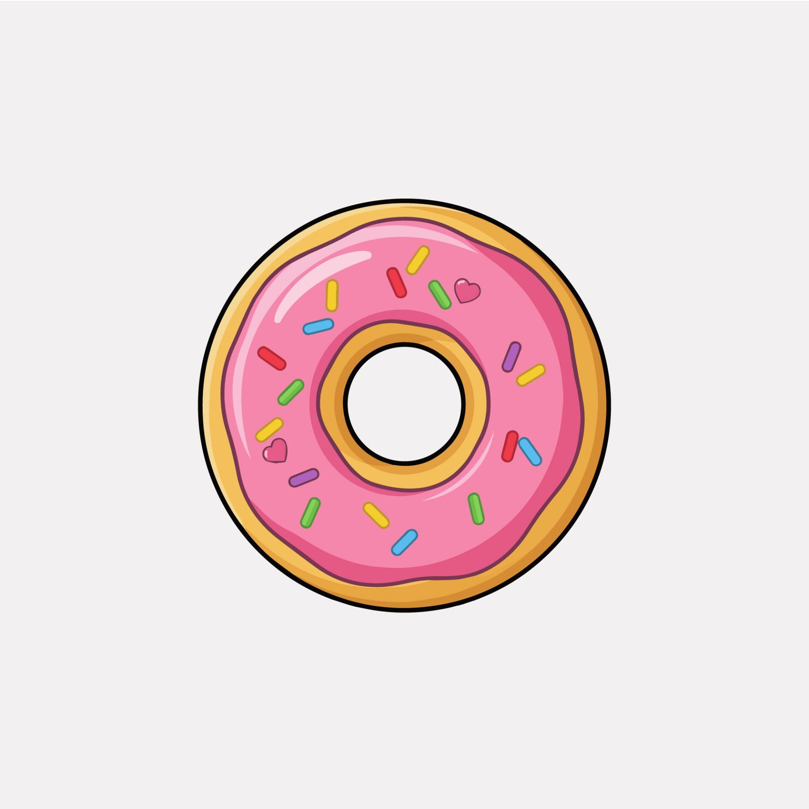 cute-cartoon-pink-donut-with-sprinkles-vector-illustration