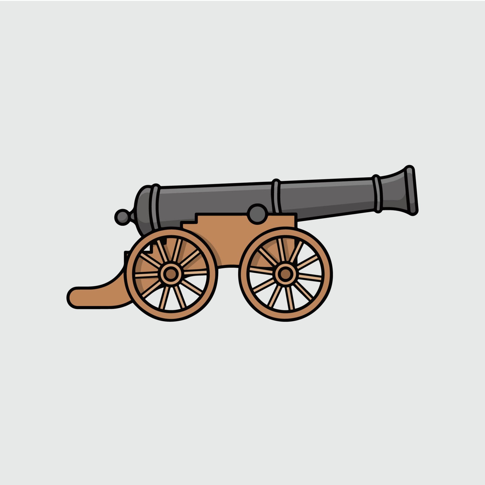 vintage-cannon-on-wooden-carriage-vector-illustration