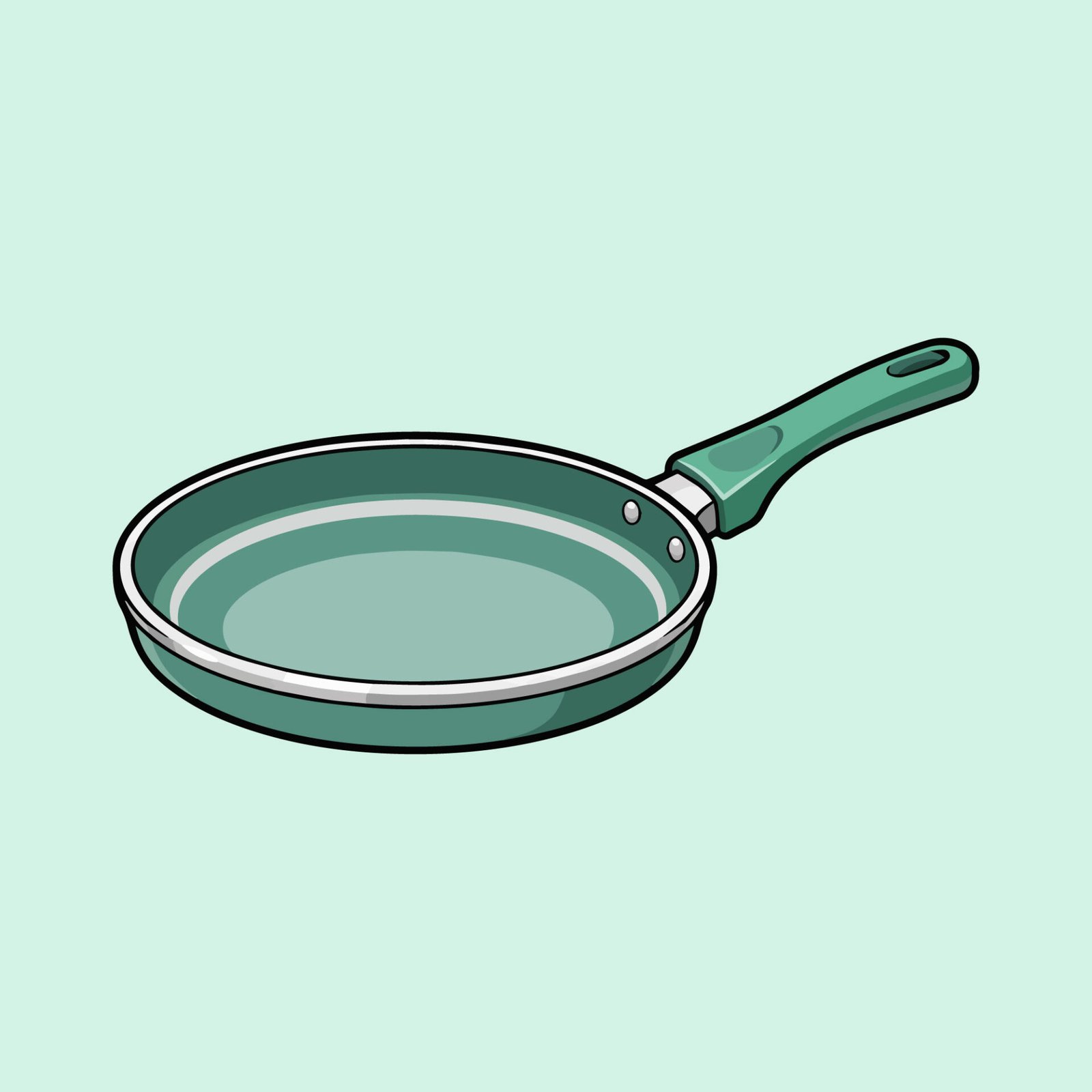 green-non-stick-frying-pan-cookware-vector-illustration