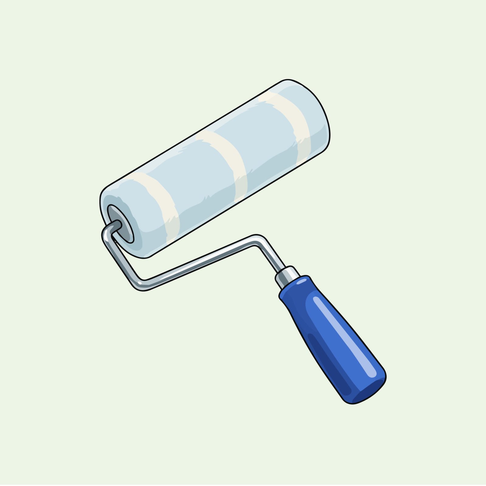 paint-roller-tool-vector-with-striped-nap-sleeve-and-blue-handle
