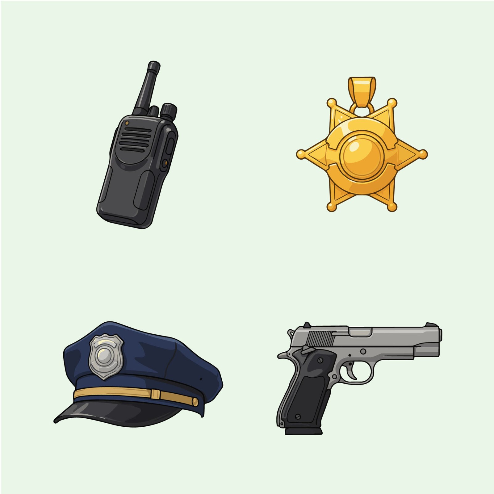 police-and-security-equipment-vector-illustration-set