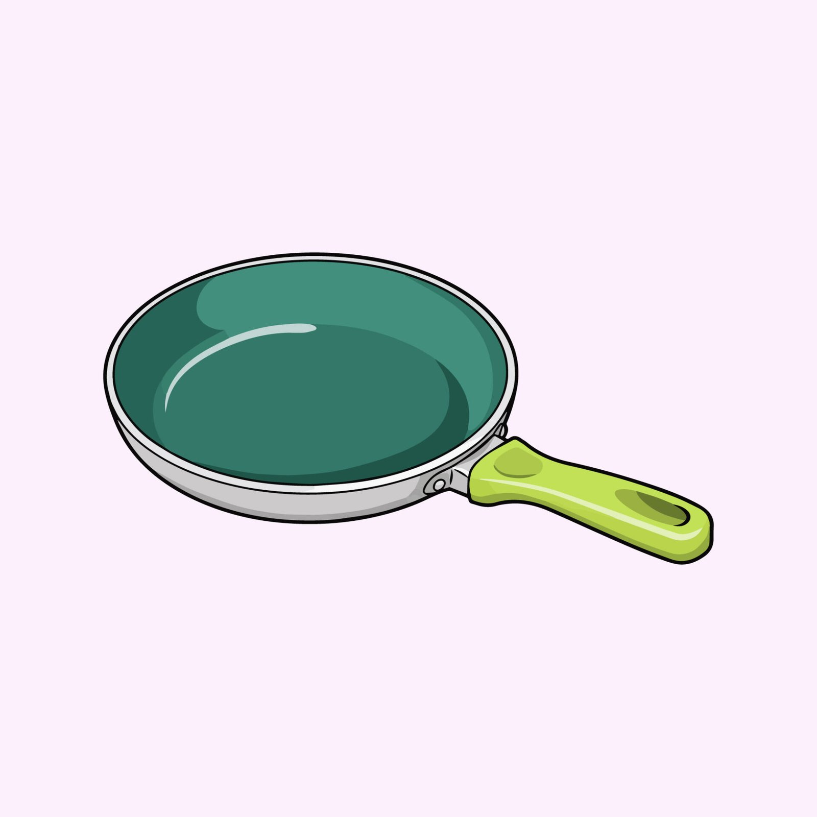 modern-ceramic-skillet-pan-with-lime-green-handle-vector