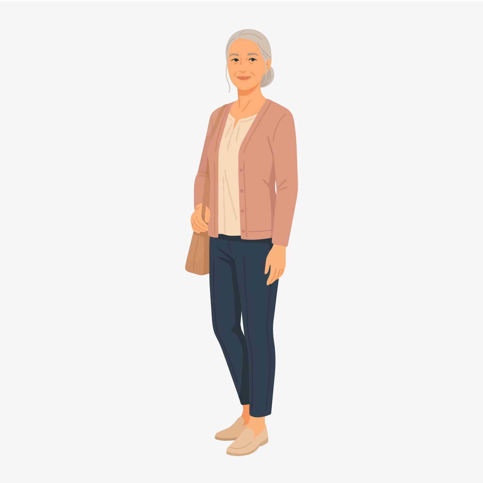 full-body-standing-senior-woman-vector-illustration