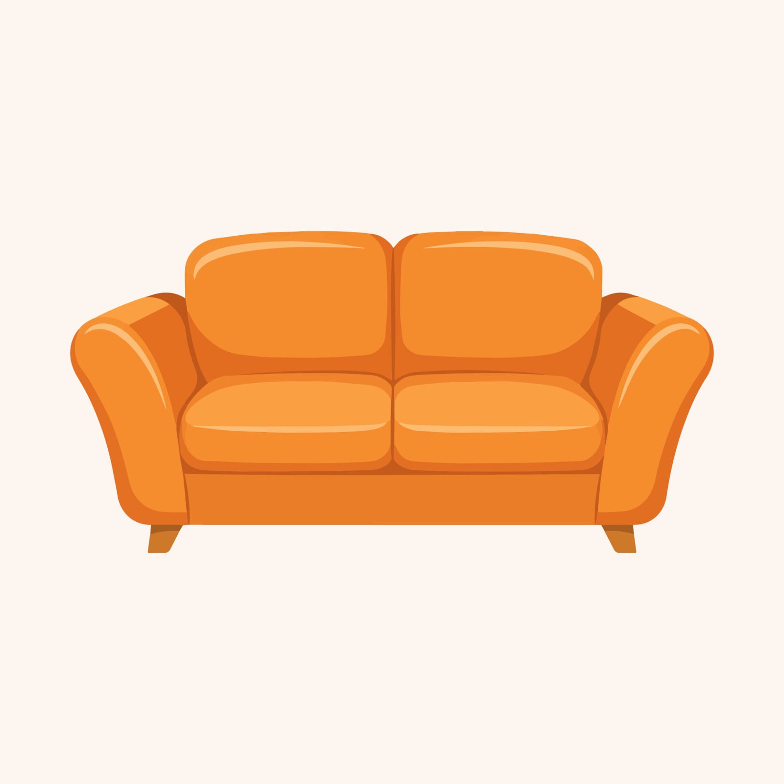 comfortable-orange-loveseat-sofa-vector-illustration