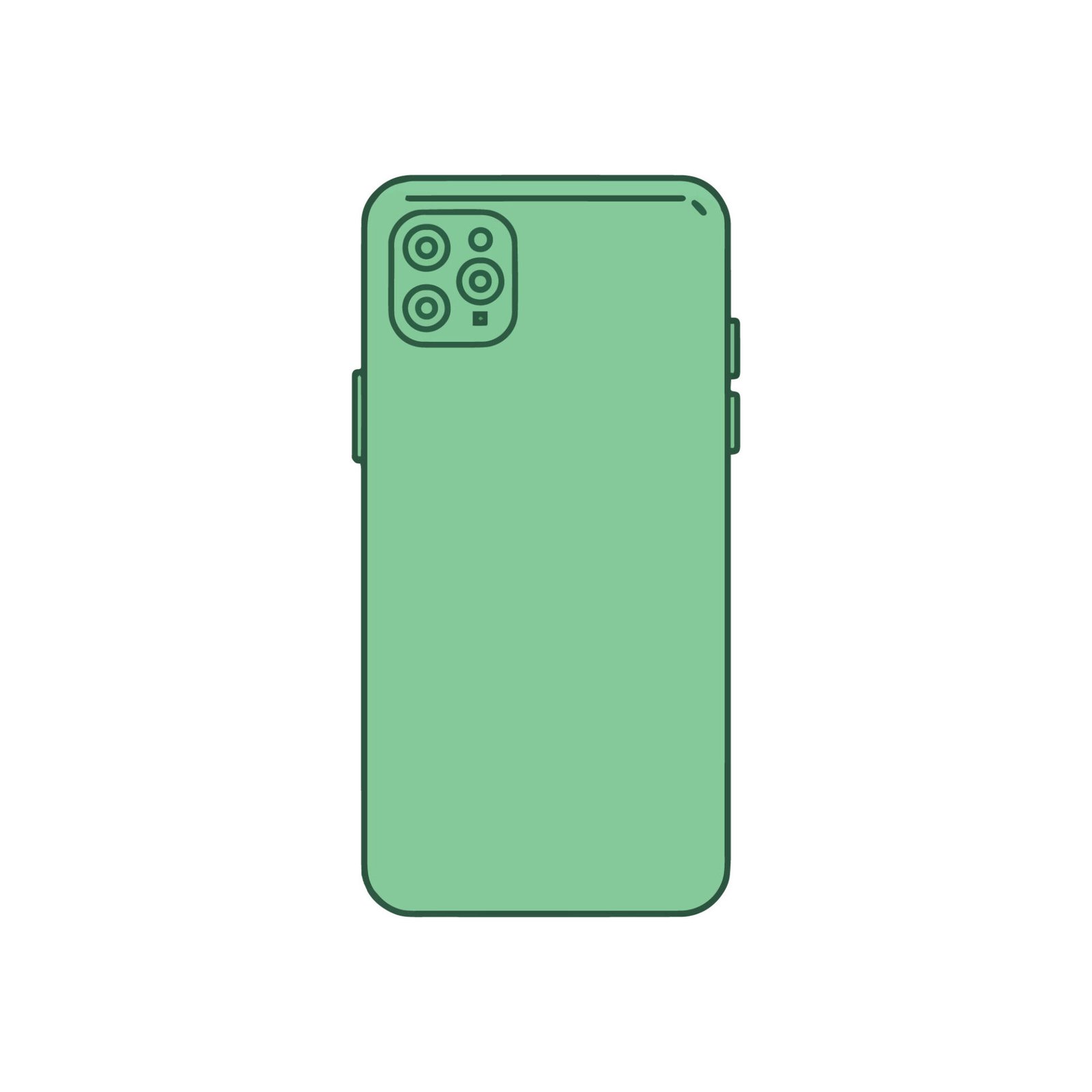 green-smartphone-back-view-triple-camera-vector-illustration