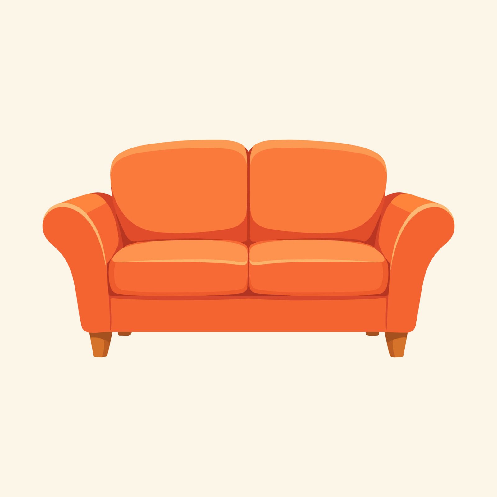 cozy-orange-loveseat-sofa-vector-illustration