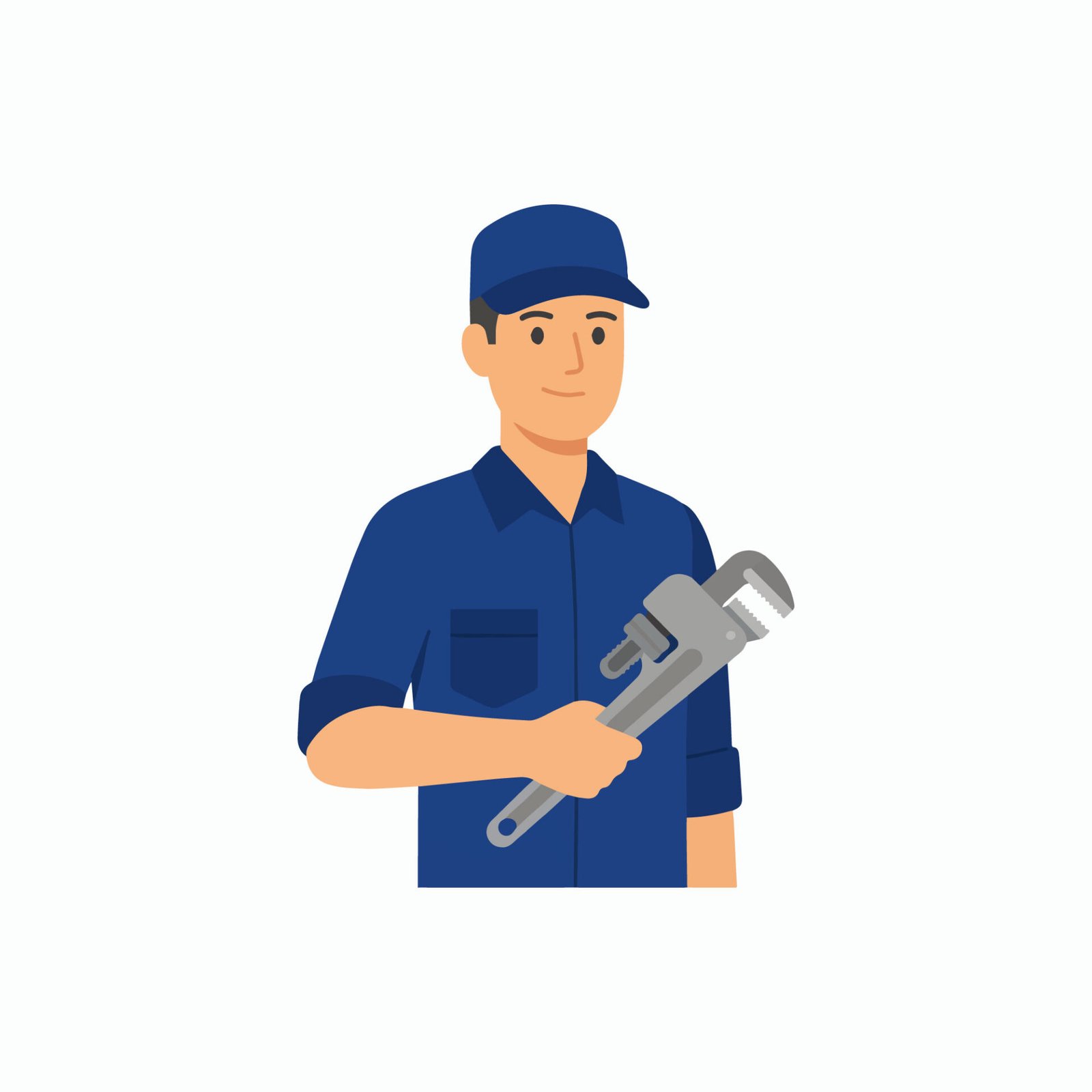 plumber-holding-pipe-wrench-vector-illustration